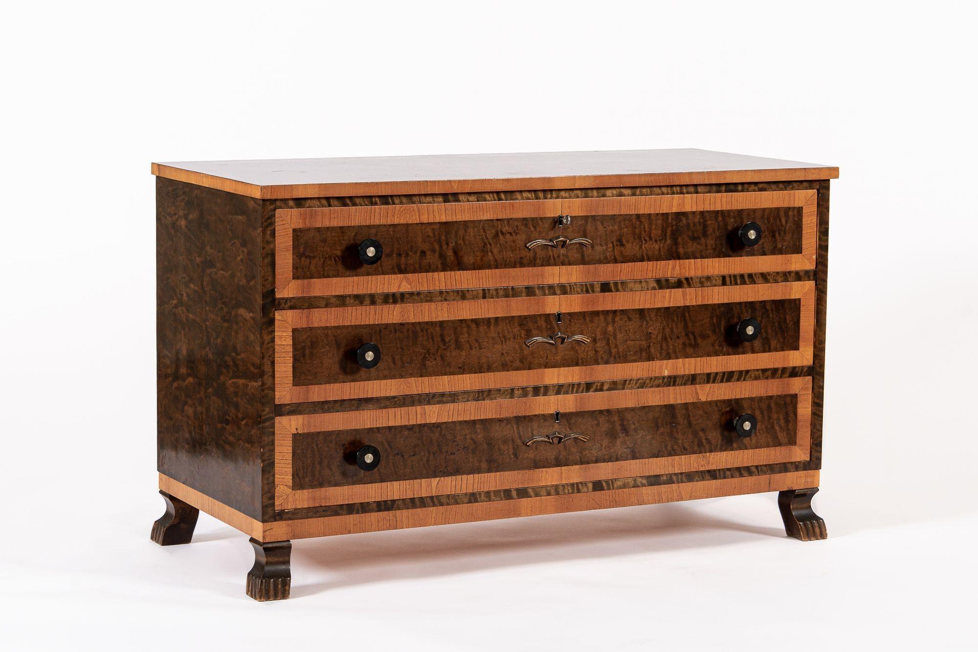 Vintage Mid Century Swedish Three Drawer Dresser 5