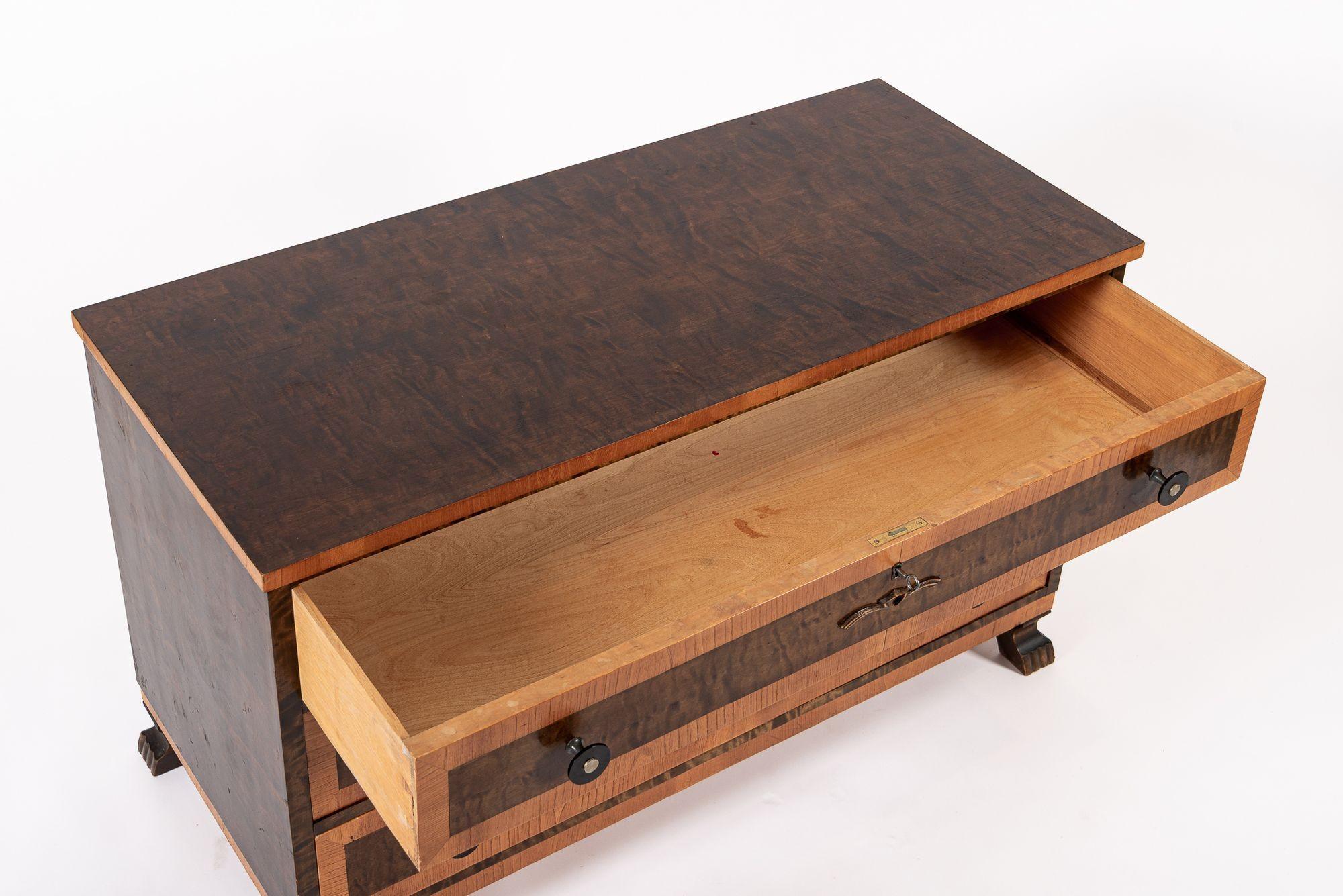 Vintage Mid Century Swedish Three Drawer Dresser In Good Condition In Detroit, MI