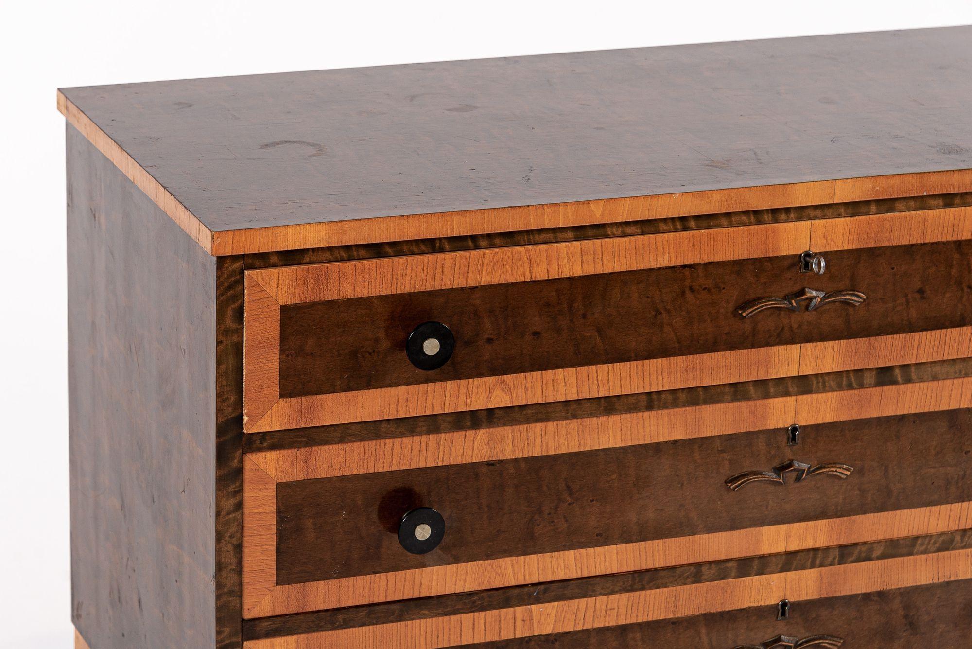 Metal Vintage Mid Century Swedish Three Drawer Dresser