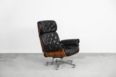 Vintage Mid-Century Swiss Modern Leather & Bent Wood Lounge Chair from Giroflex