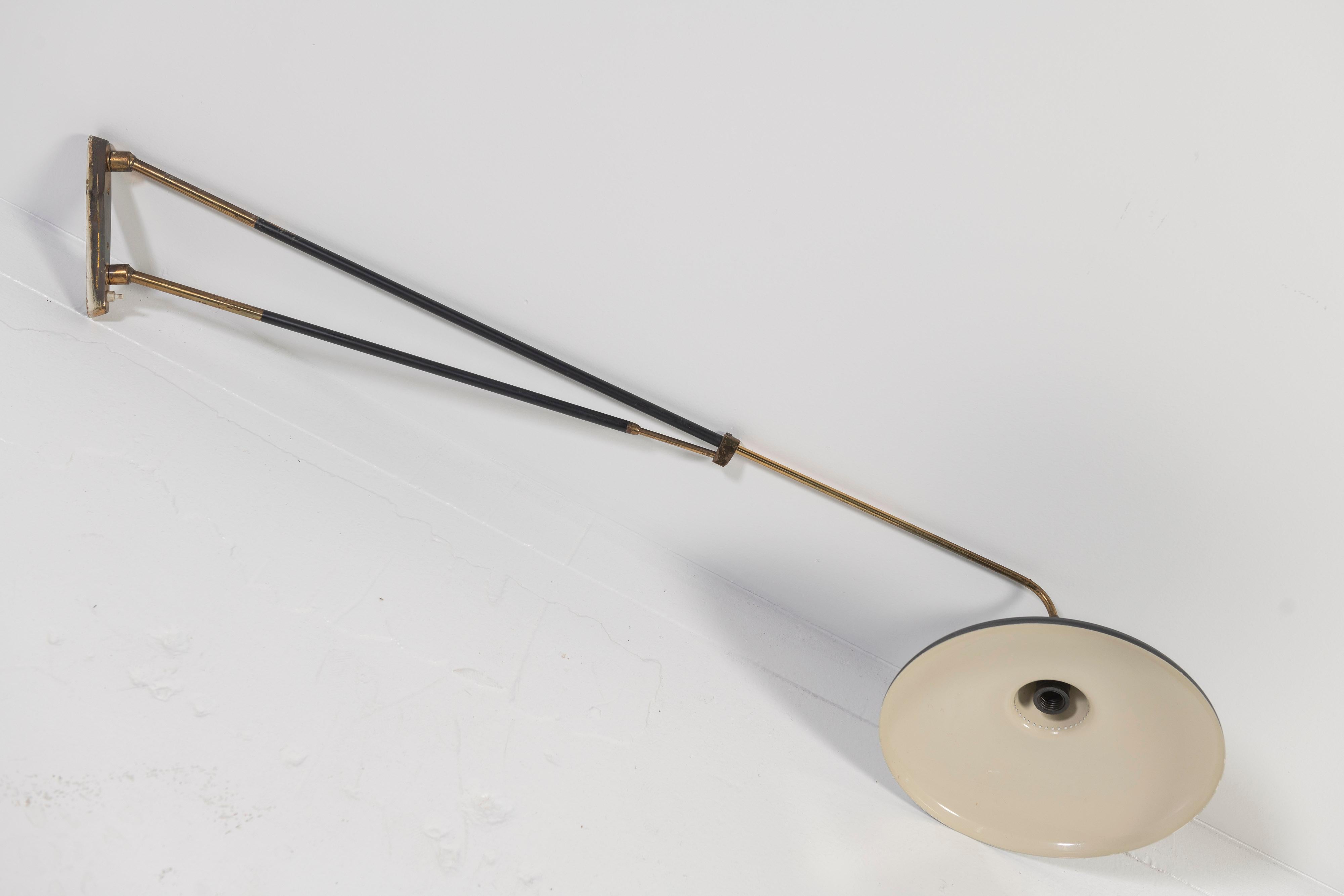Metal Vintage Mid-Century Swivel Wall Lamp with Black Shade