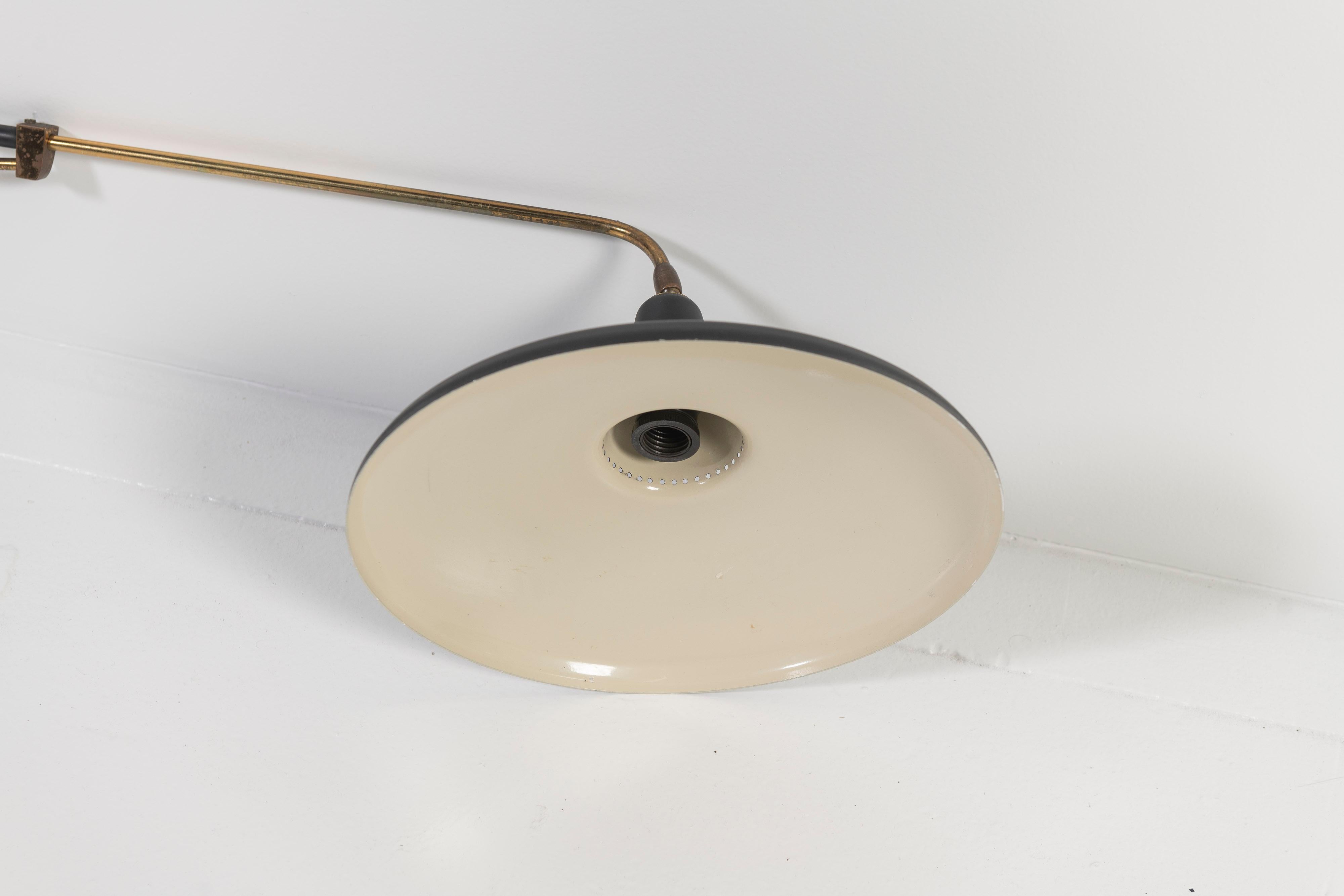 Vintage Mid-Century Swivel Wall Lamp with Black Shade 3
