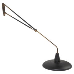 Vintage Mid-Century Swivel Wall Lamp with Black Shade