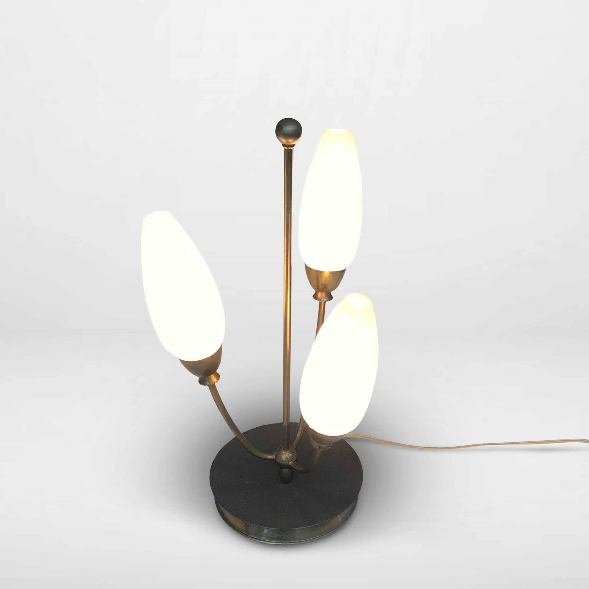 Belgian Vintage Mid-Century Table Lamp with 3 Lamps, circa 1960s For Sale