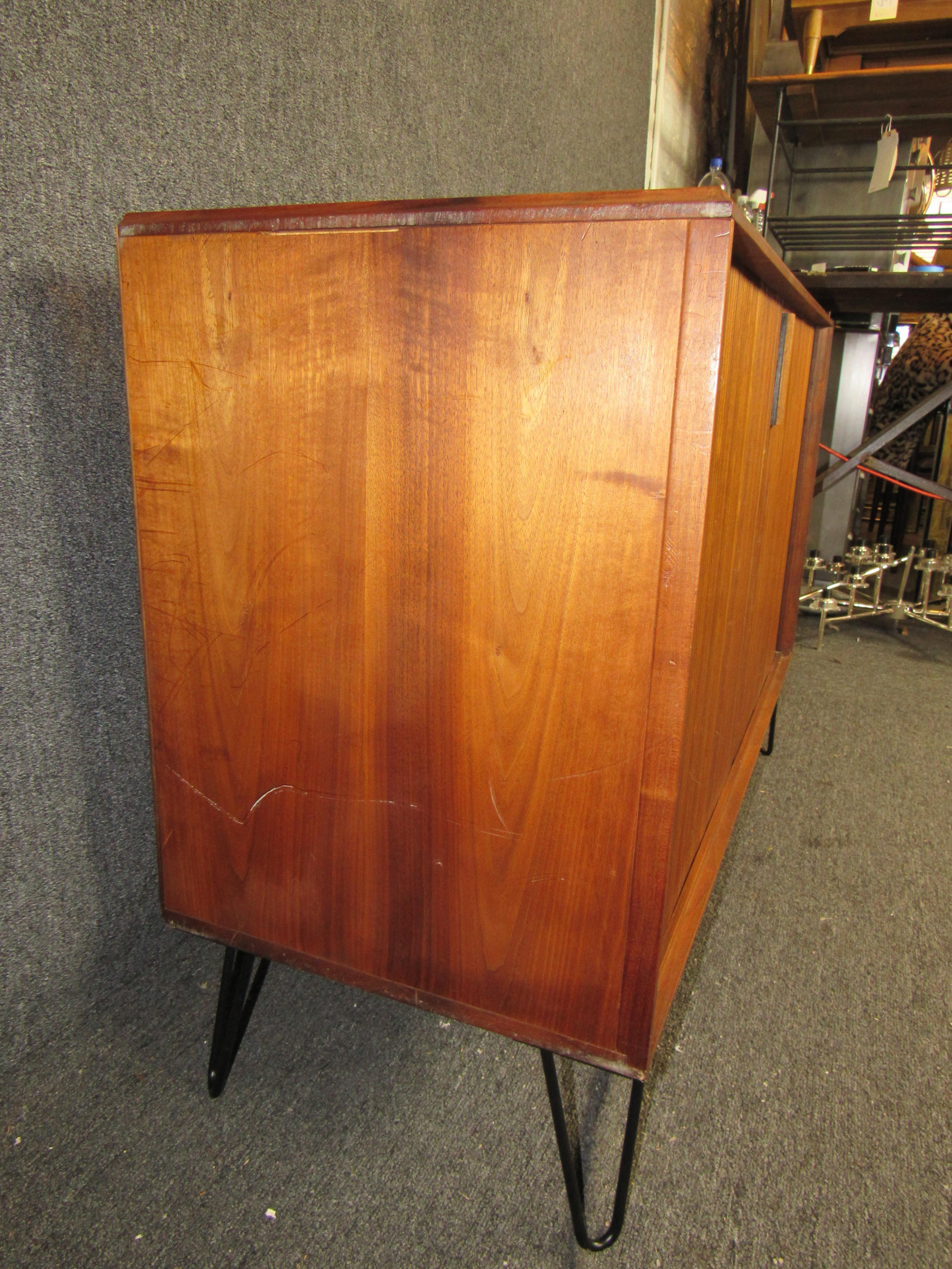 Vintage Mid-Century Tambour Cabinet In Good Condition In Brooklyn, NY