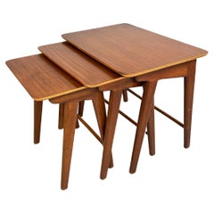 Vintage Mid-century Teak 3-Piece Nesting Tables – Netherlands, 1960s