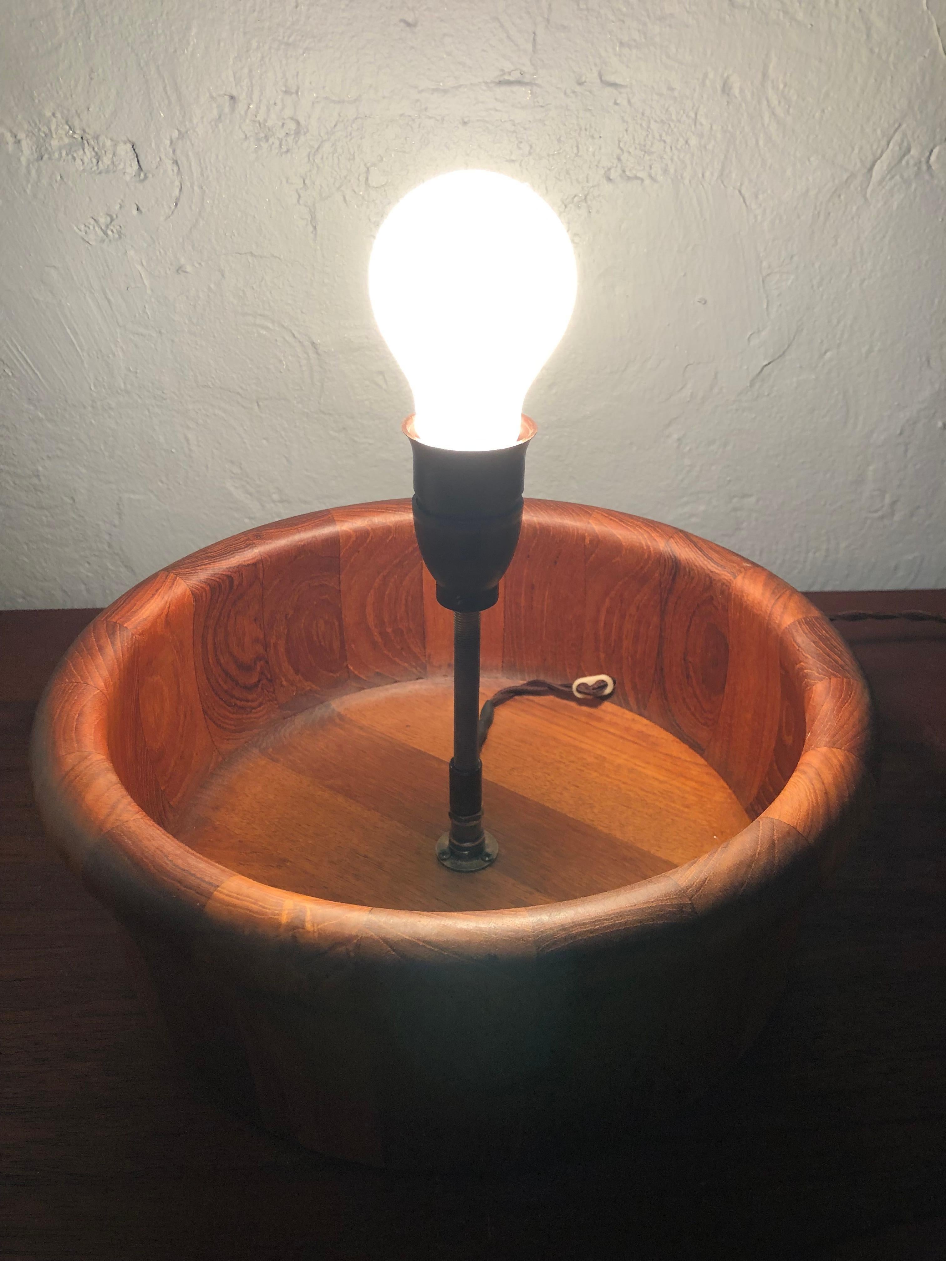 Vintage Mid Century Teak and Opaline Glass Table Lamp  For Sale 1