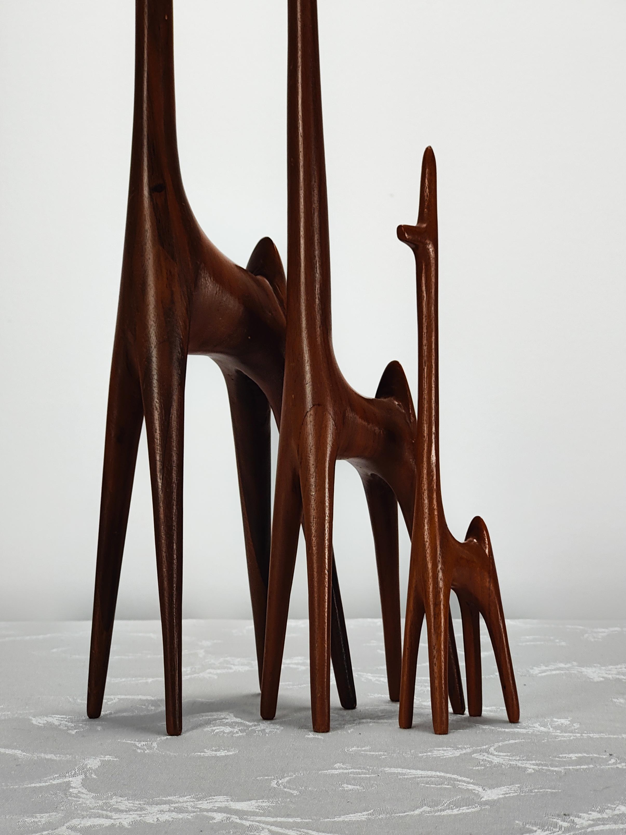 Vintage Midcentury Teak Antelope Figurines In Good Condition In Chino Hills, CA