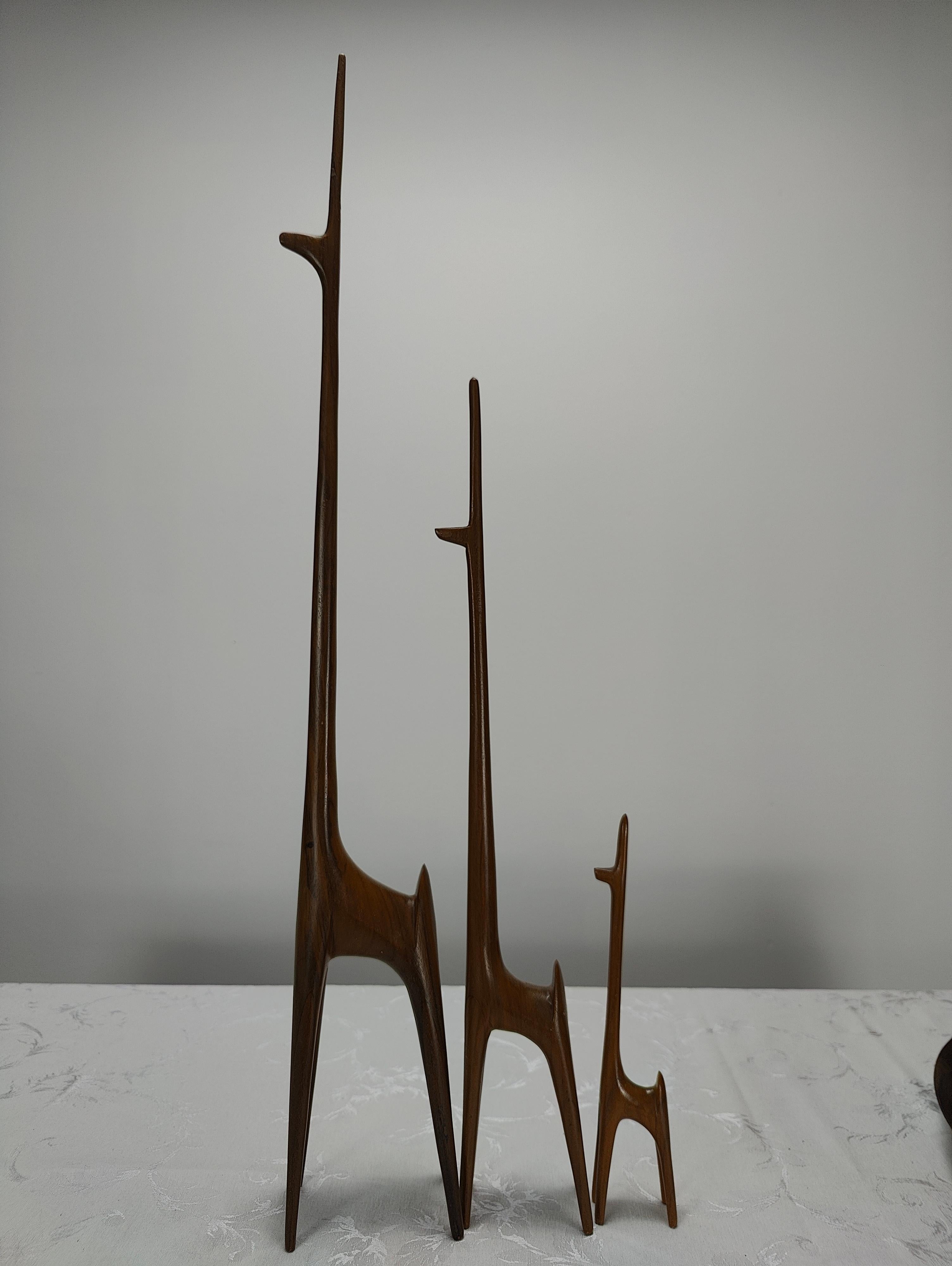 Late 20th Century Vintage Midcentury Teak Antelope Figurines