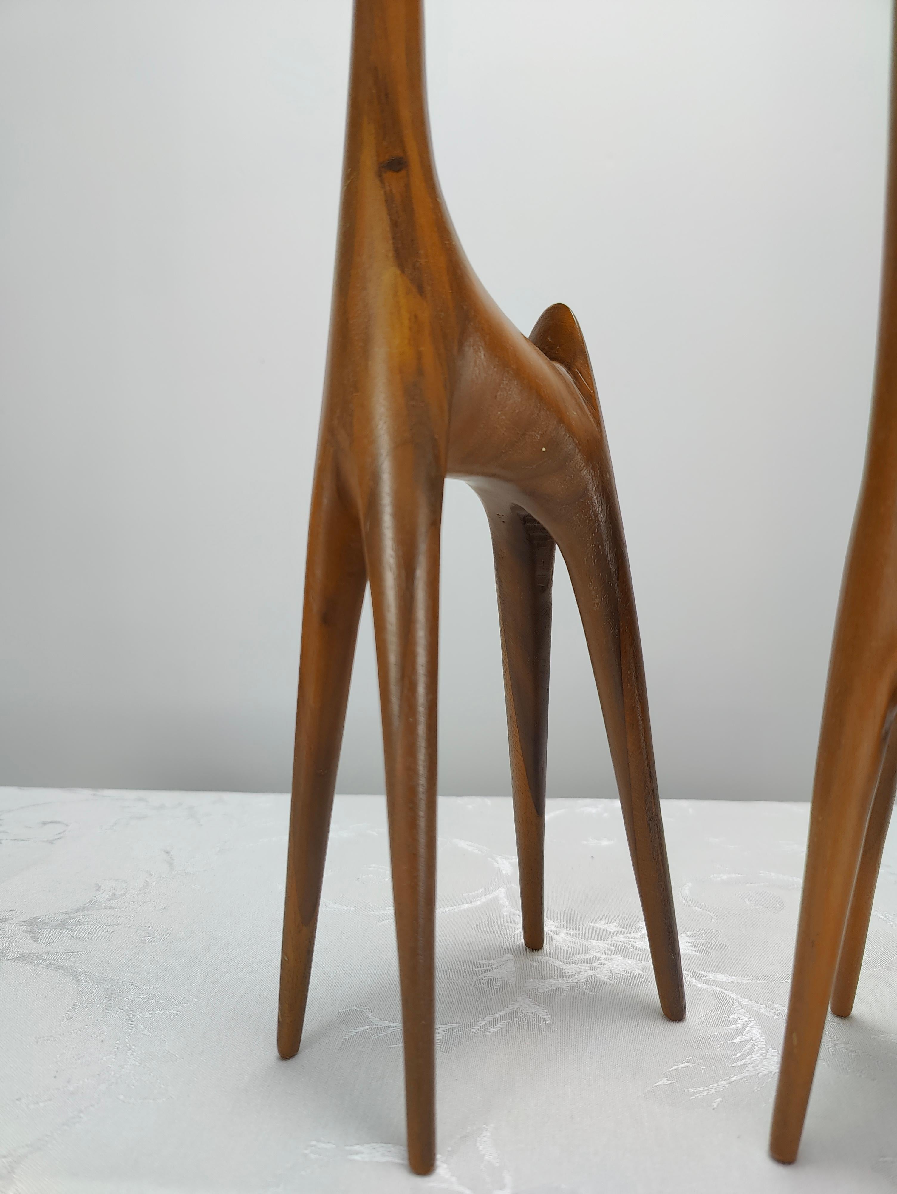 Vintage Midcentury Teak Antelope Figurines 1