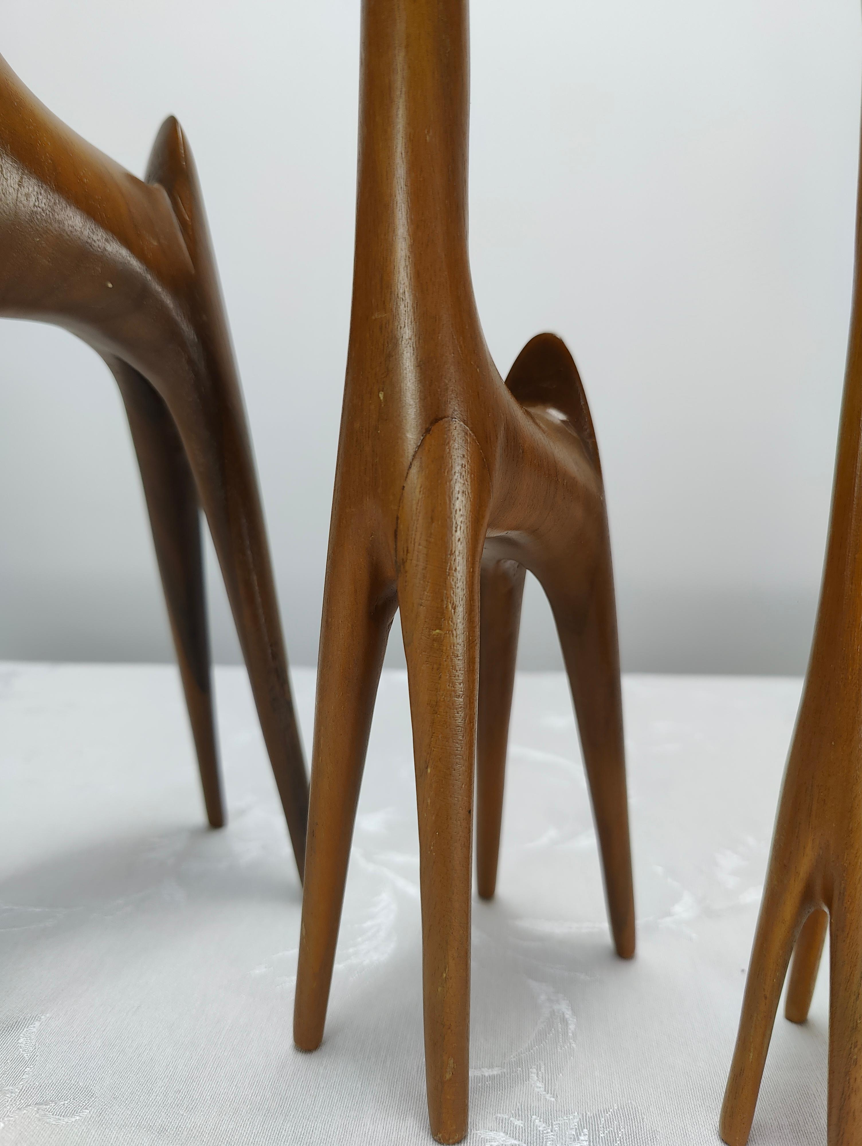 Vintage Midcentury Teak Antelope Figurines 2