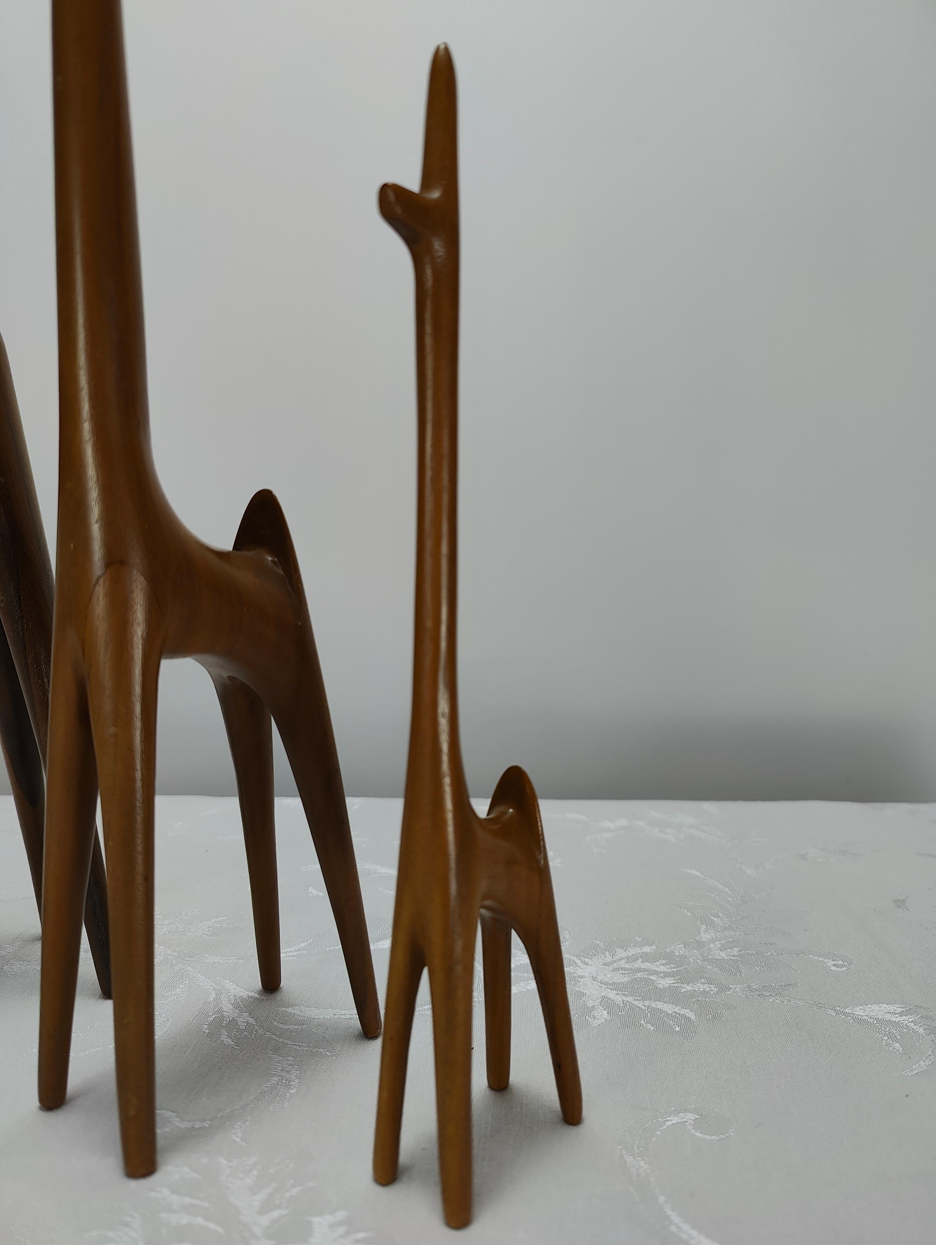 Vintage Midcentury Teak Antelope Figurines 4