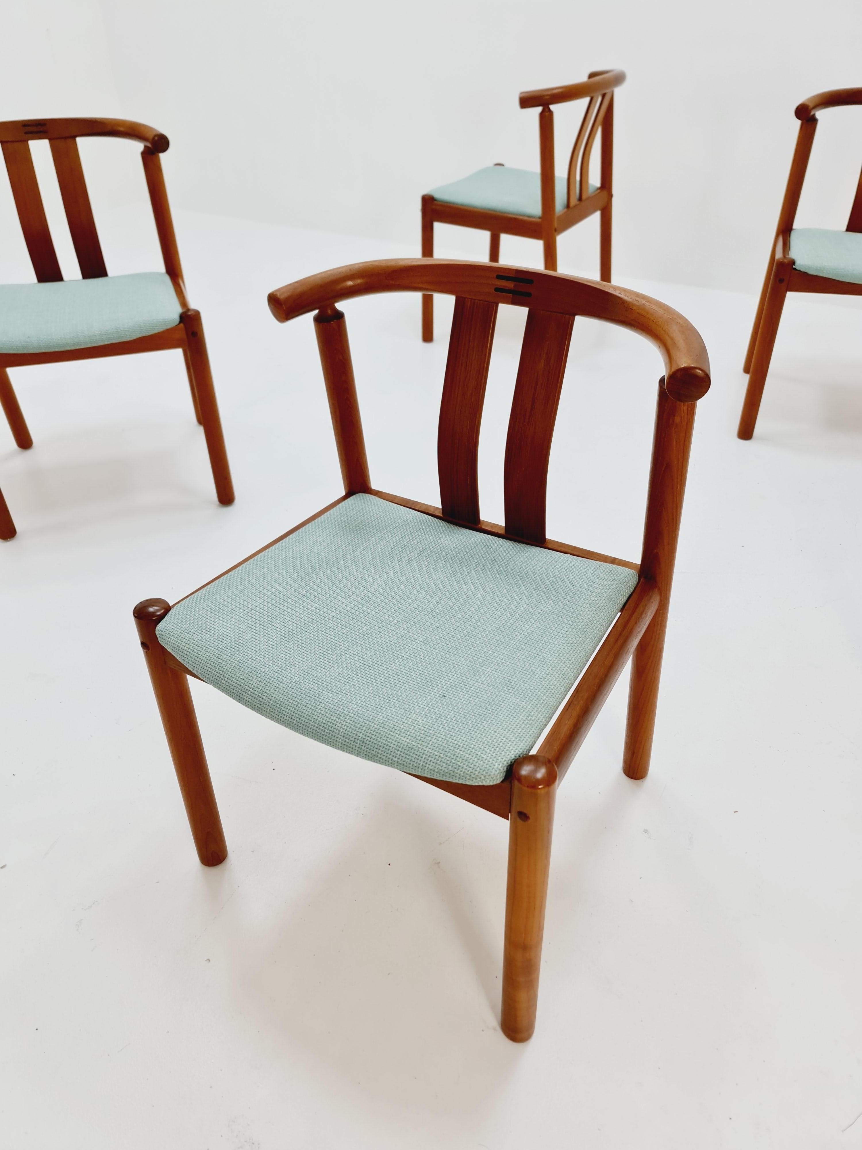 Vintage Mid Century teak dining chairs B Hans J.Frydendal for Boltinge, Set of 6 For Sale 3