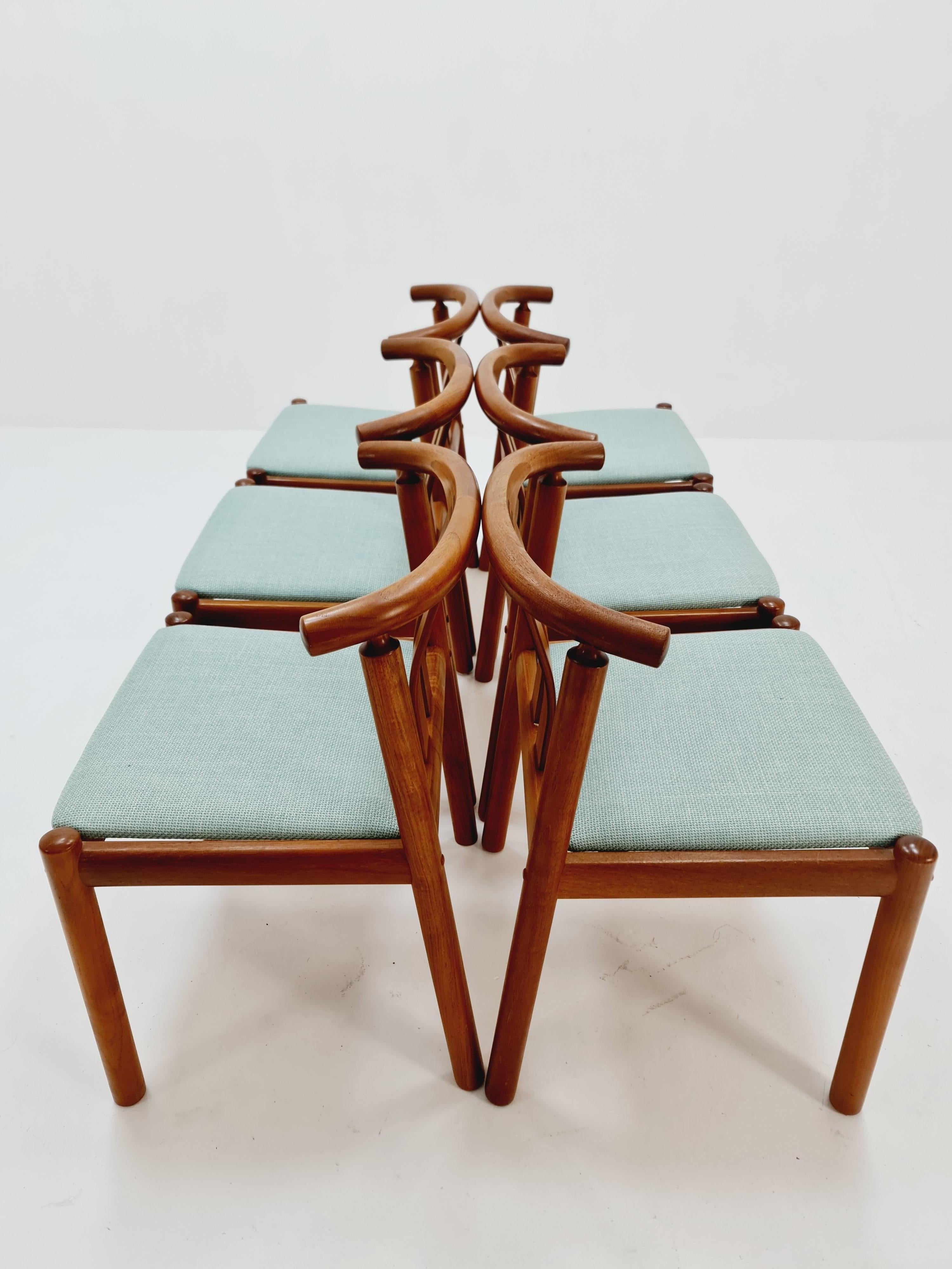 Vintage Mid Century teak dining chairs B Hans J.Frydendal for Boltinge, Set of 6 For Sale 6