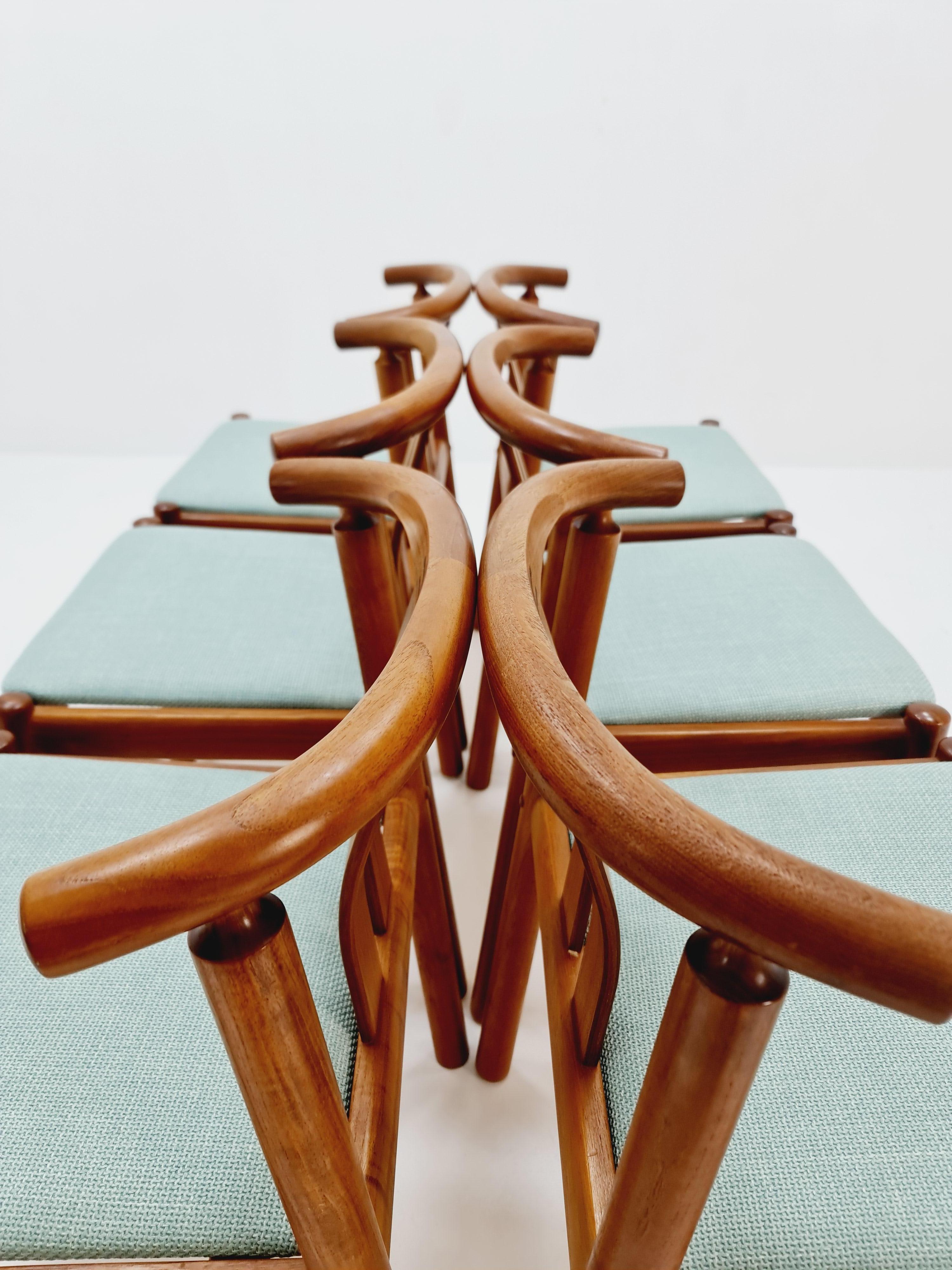 Vintage Mid Century teak dining chairs B Hans J.Frydendal for Boltinge, Set of 6 For Sale 7