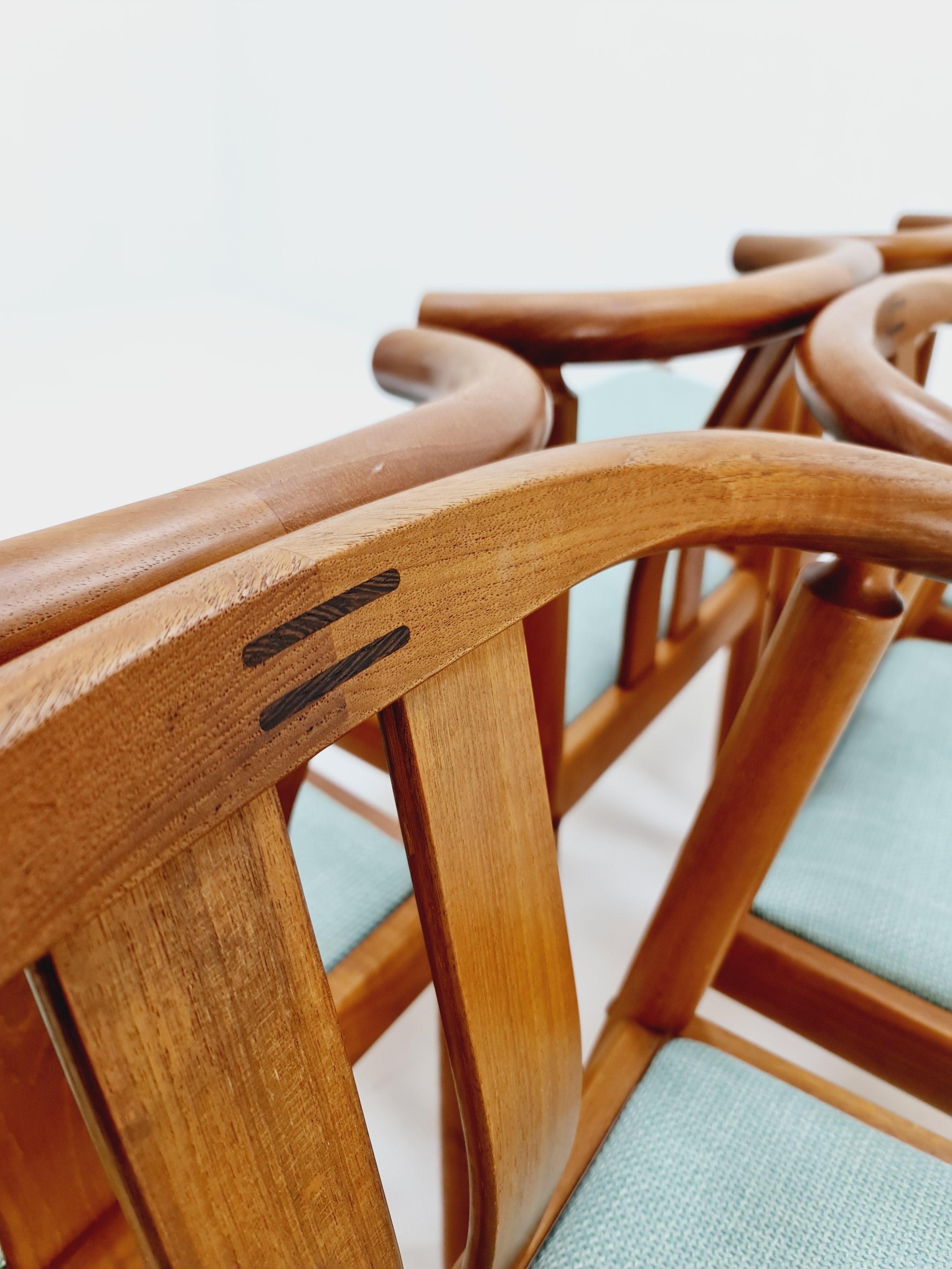 Vintage Mid Century teak dining chairs B Hans J.Frydendal for Boltinge, Set of 6 For Sale 8