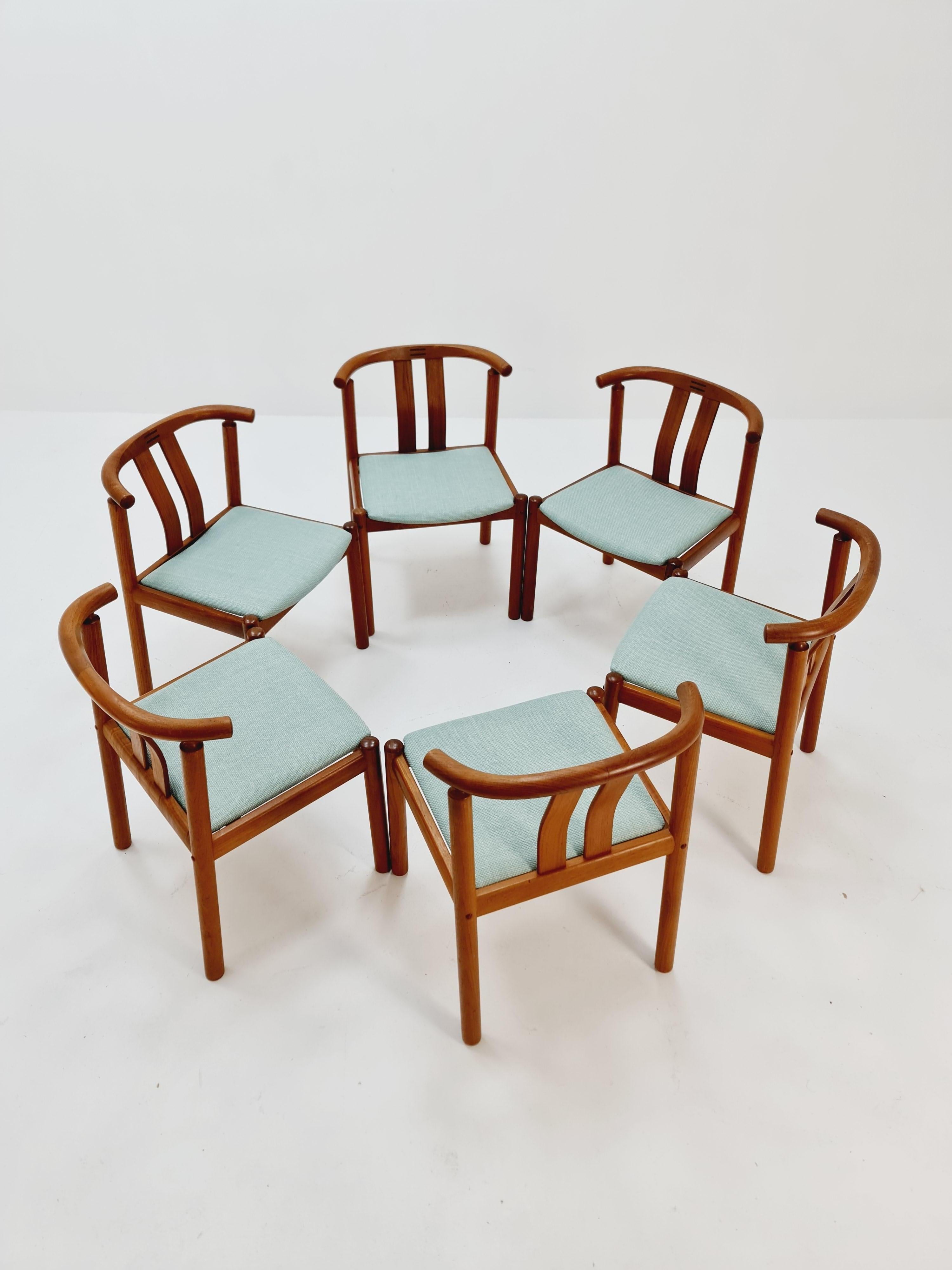 Vintage Mid Century teak dining chairs B Hans J.Frydendal for Boltinge, Set of 6 For Sale 9