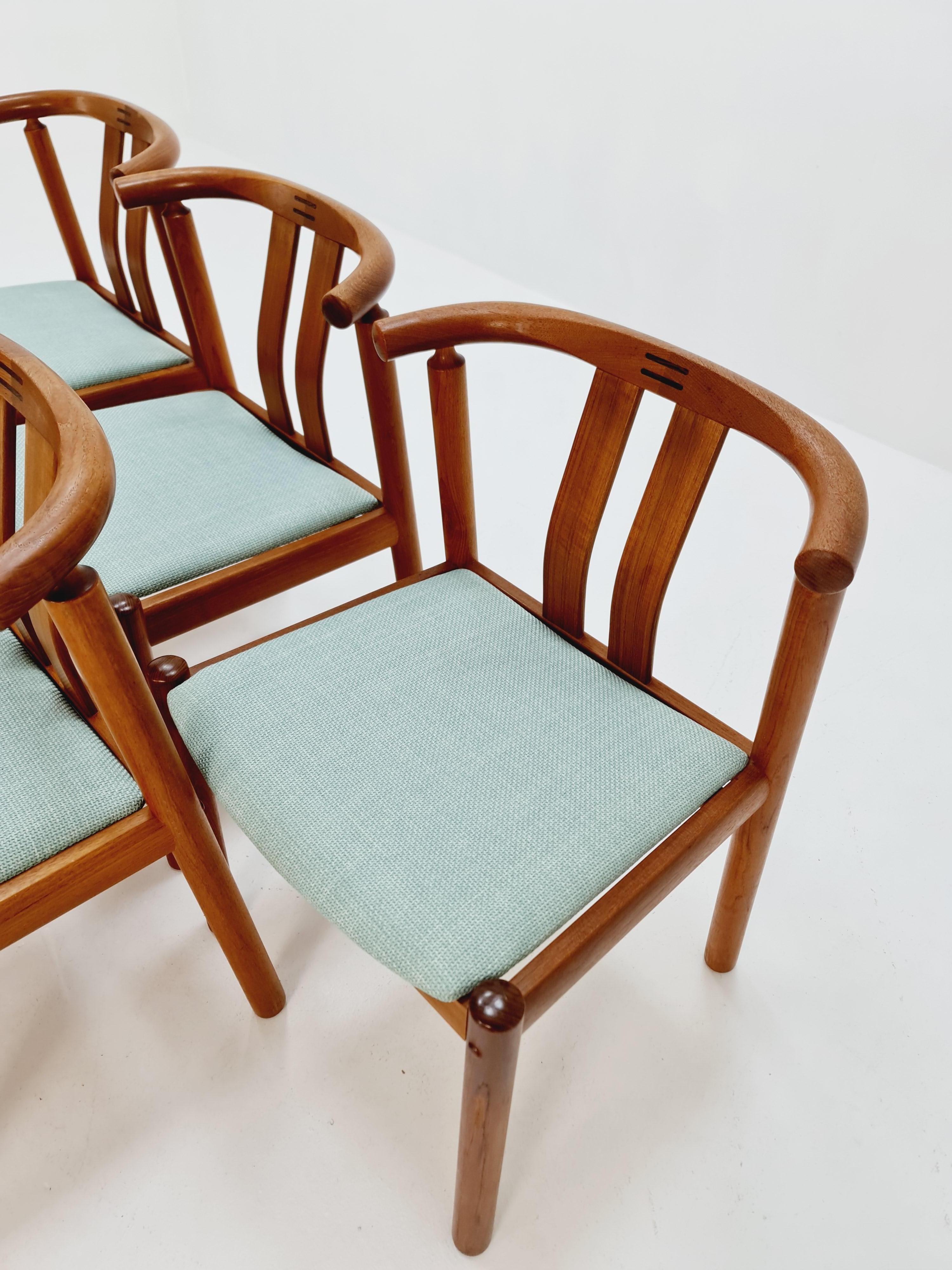 Vintage Mid Century teak dining chairs B Hans J.Frydendal for Boltinge, Set of 6 For Sale 1