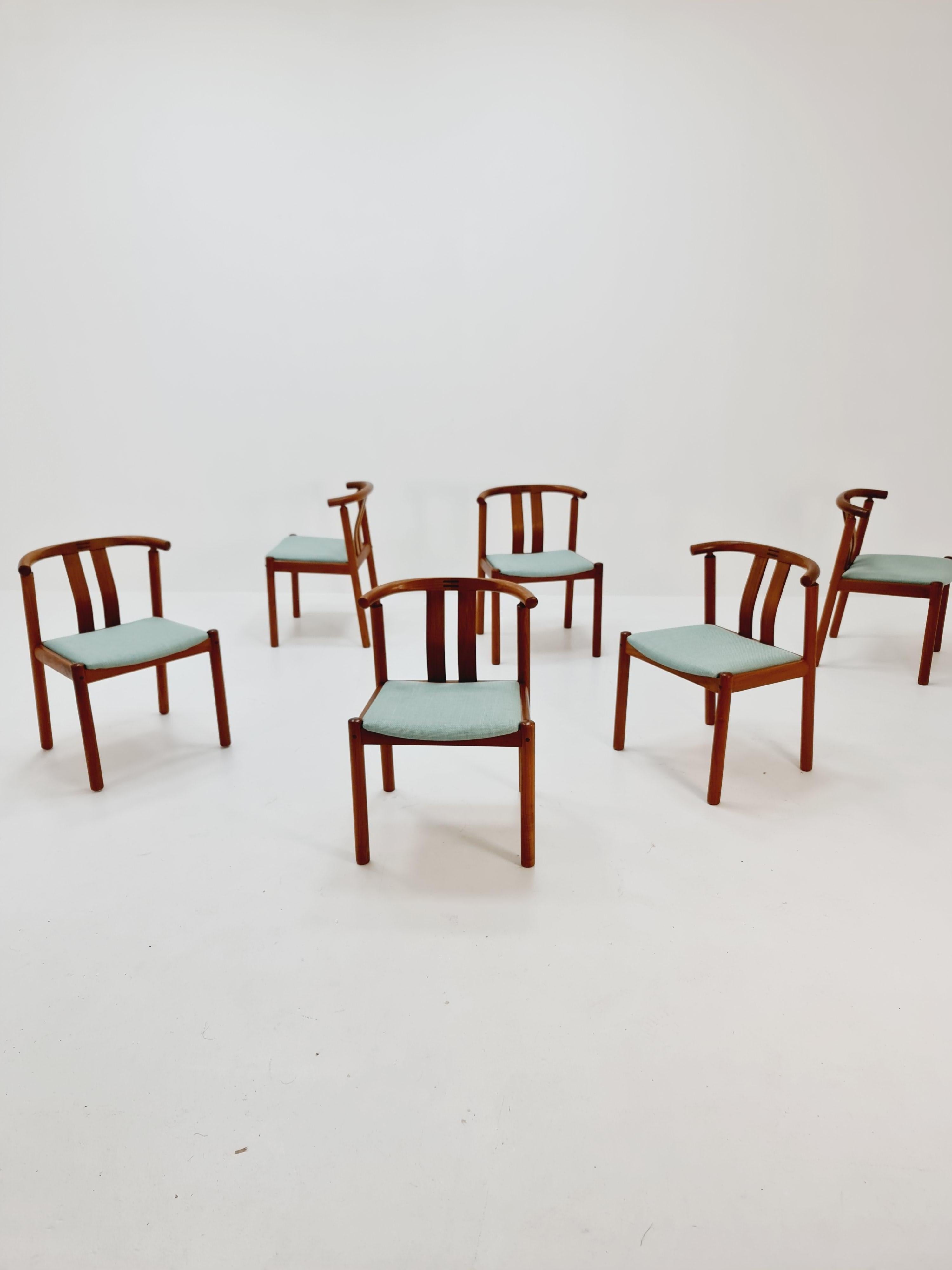 Vintage Mid Century teak dining chairs B Hans J.Frydendal for Boltinge, Set of 6 For Sale 2