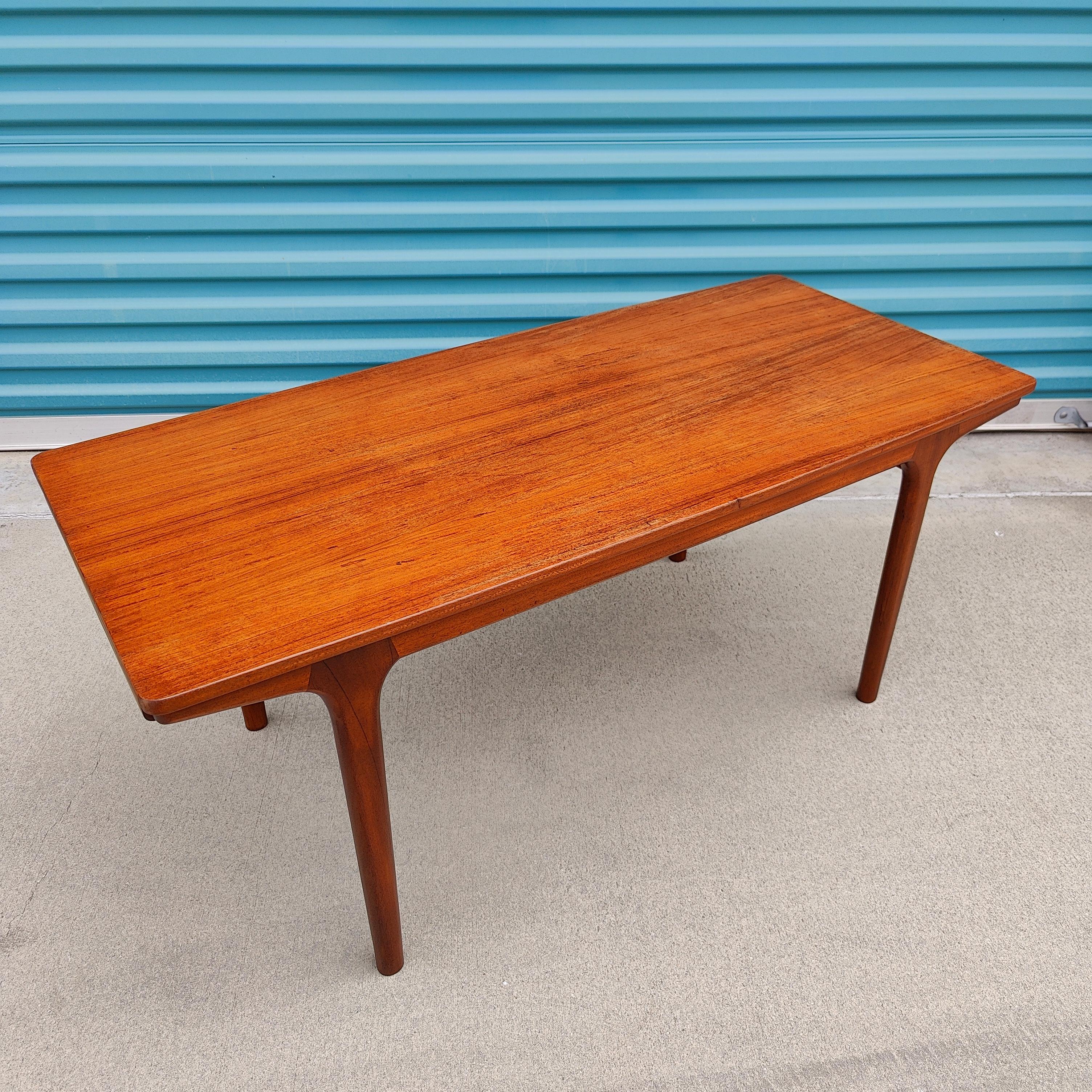 Just in, a lovely coffee table by McIntosh. Features a warm teak grain finish with extendable sides. Measures approximately 42w x 19d x 18h. Each extension adds an additional 8.25 inches. Would fit right at home in any mid century decor. if you have