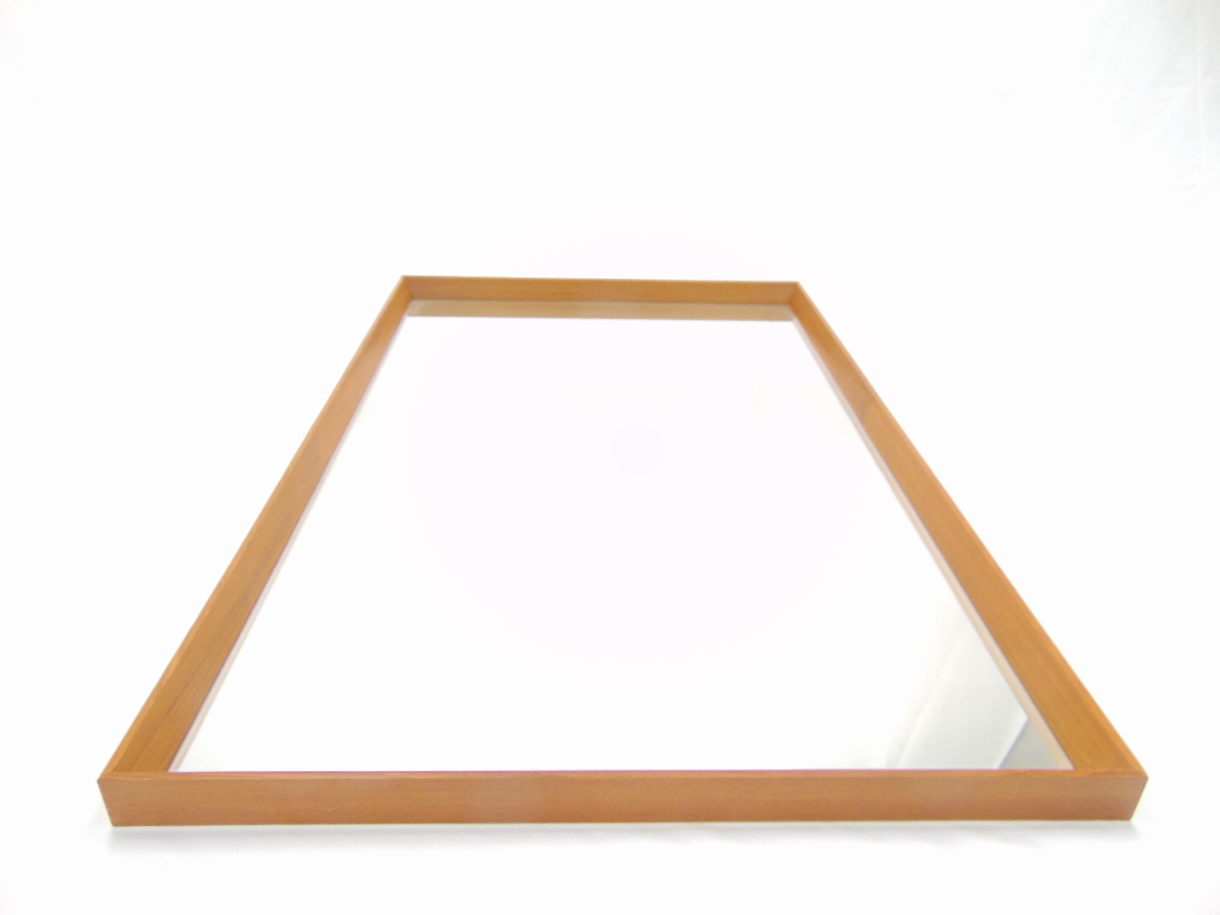 Vintage Midcentury Teak Wood Rectangular Mirror by Pedersen and Hansen Denmark For Sale 2