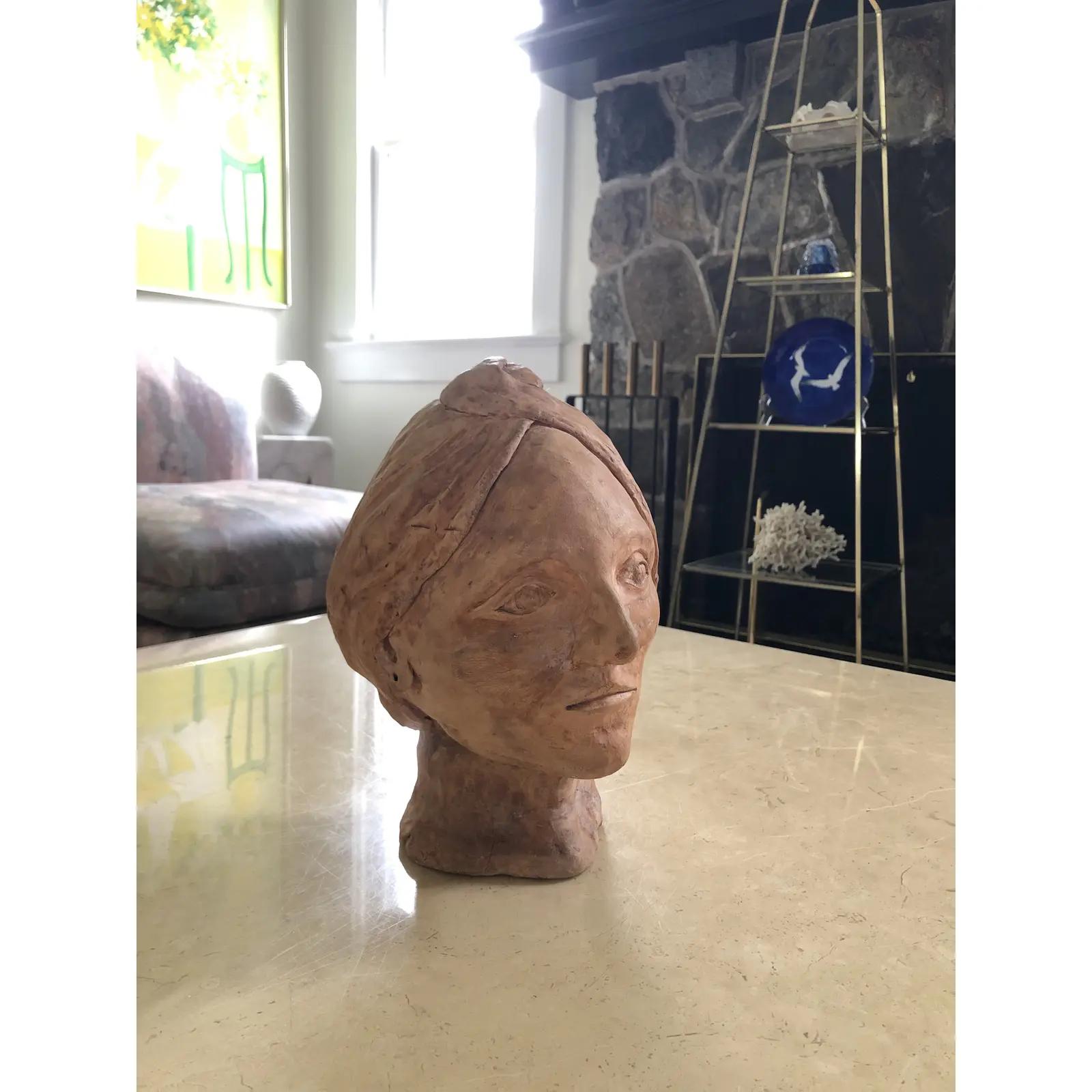 Vintage Mid Century Terracotta Bust For Sale 2
