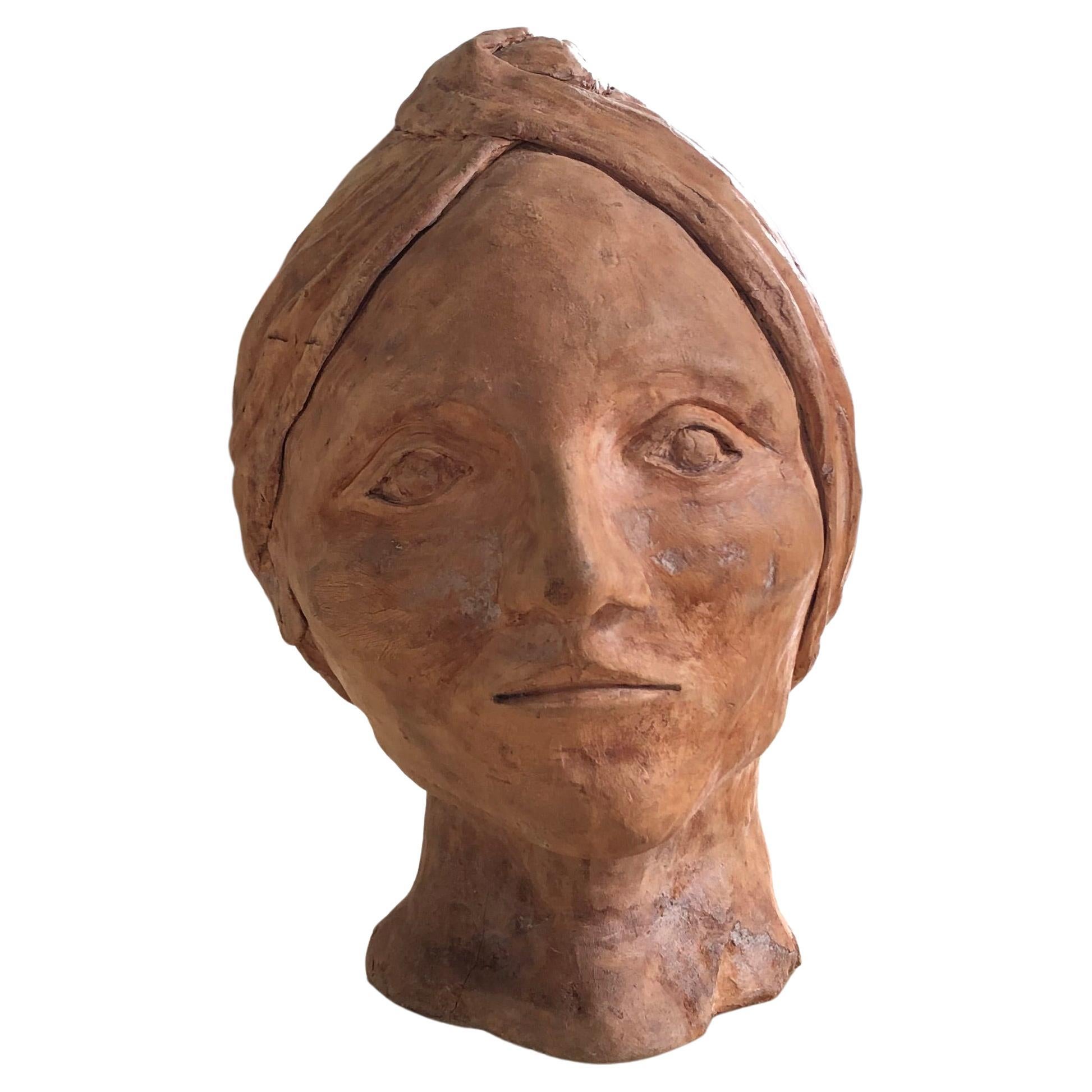 Vintage Mid Century Terracotta Bust For Sale