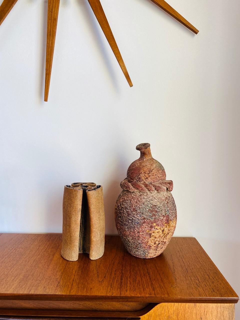 Mid-Century Modern Vintage Mid Century Terracotta Organic Textured Vase