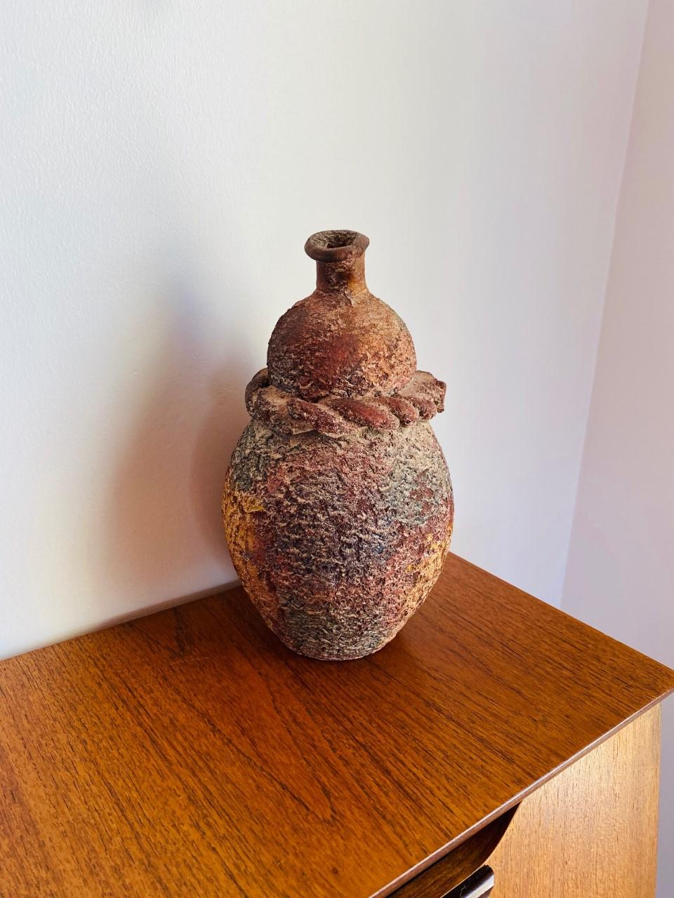 American Vintage Mid Century Terracotta Organic Textured Vase