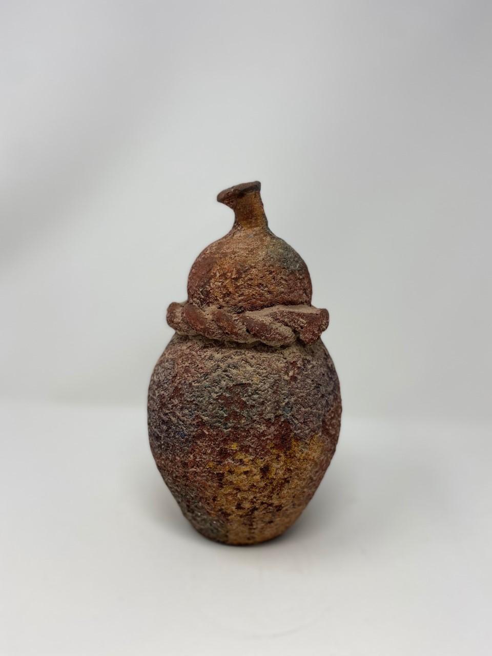 Vintage Mid Century Terracotta Organic Textured Vase In Good Condition In San Diego, CA