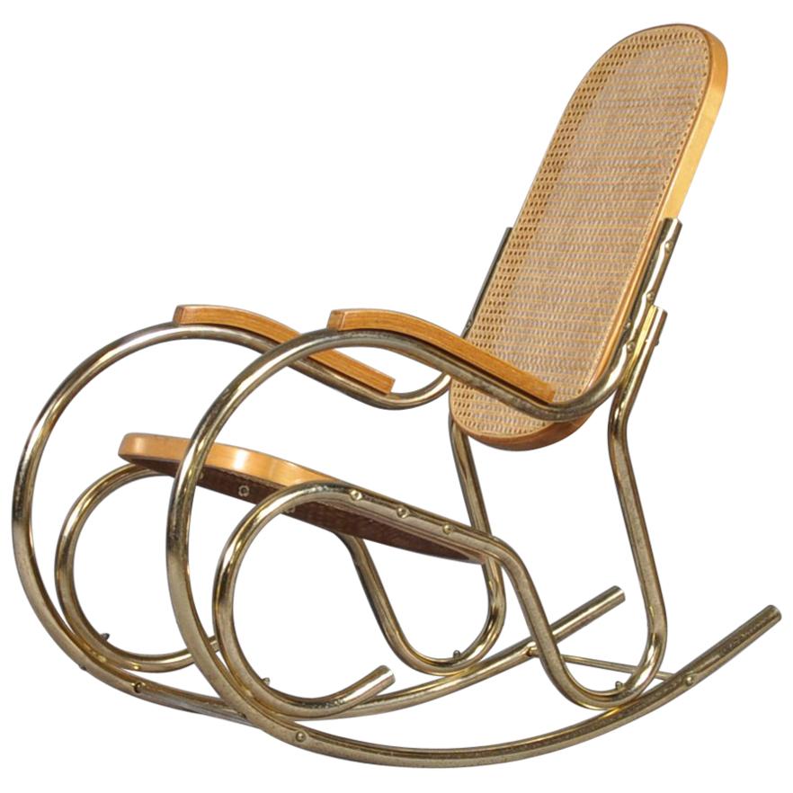 Vintage Midcentury Thonet Style Rocking Chair, 1970s For Sale