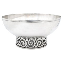Vintage Mid-Century Tiffany & Co. Makers Sterling Silver Modernist Footed Bowl