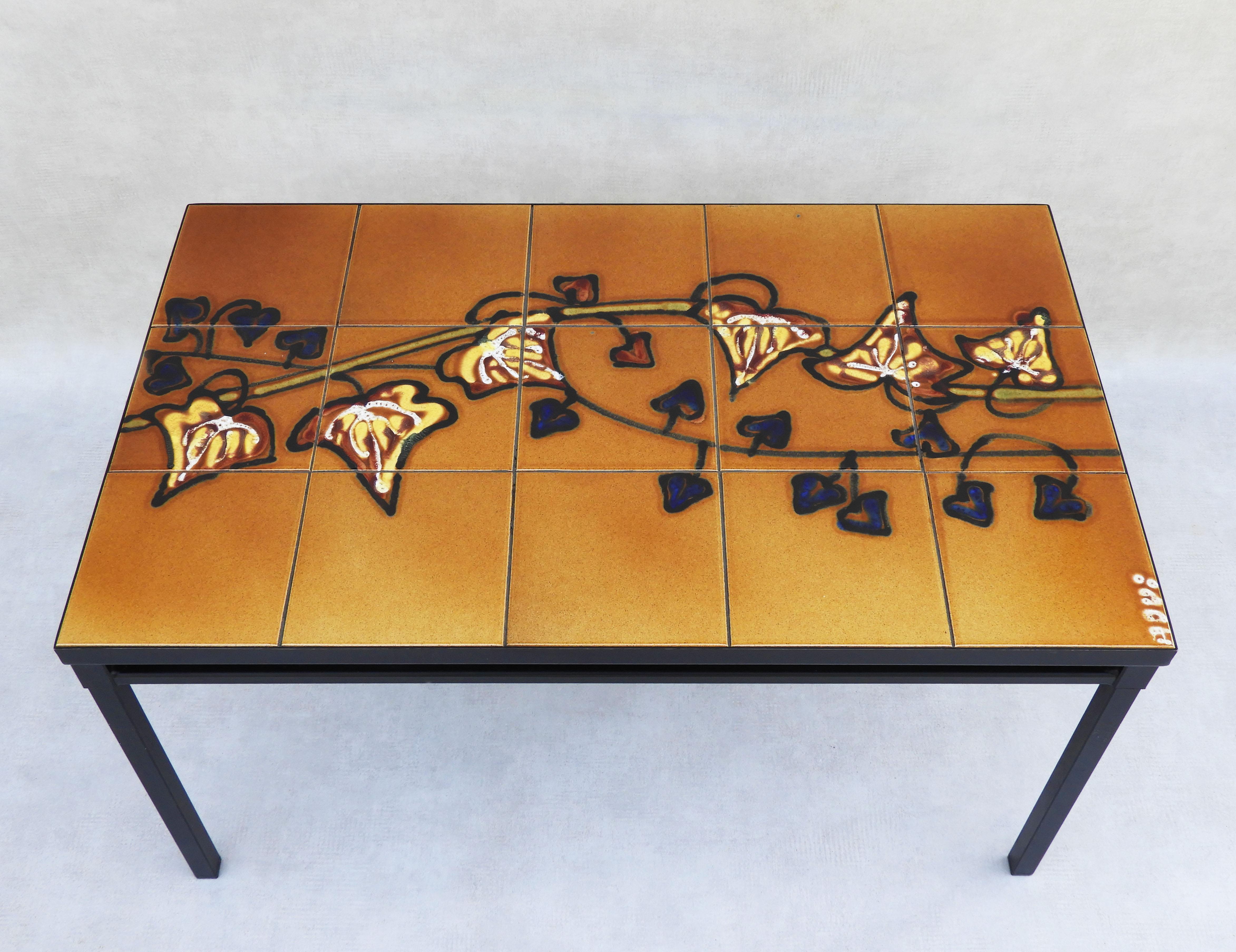 Vintage Mid Century Tile Top Coffee Table by ADRI c1960 In Good Condition In Trensacq, FR