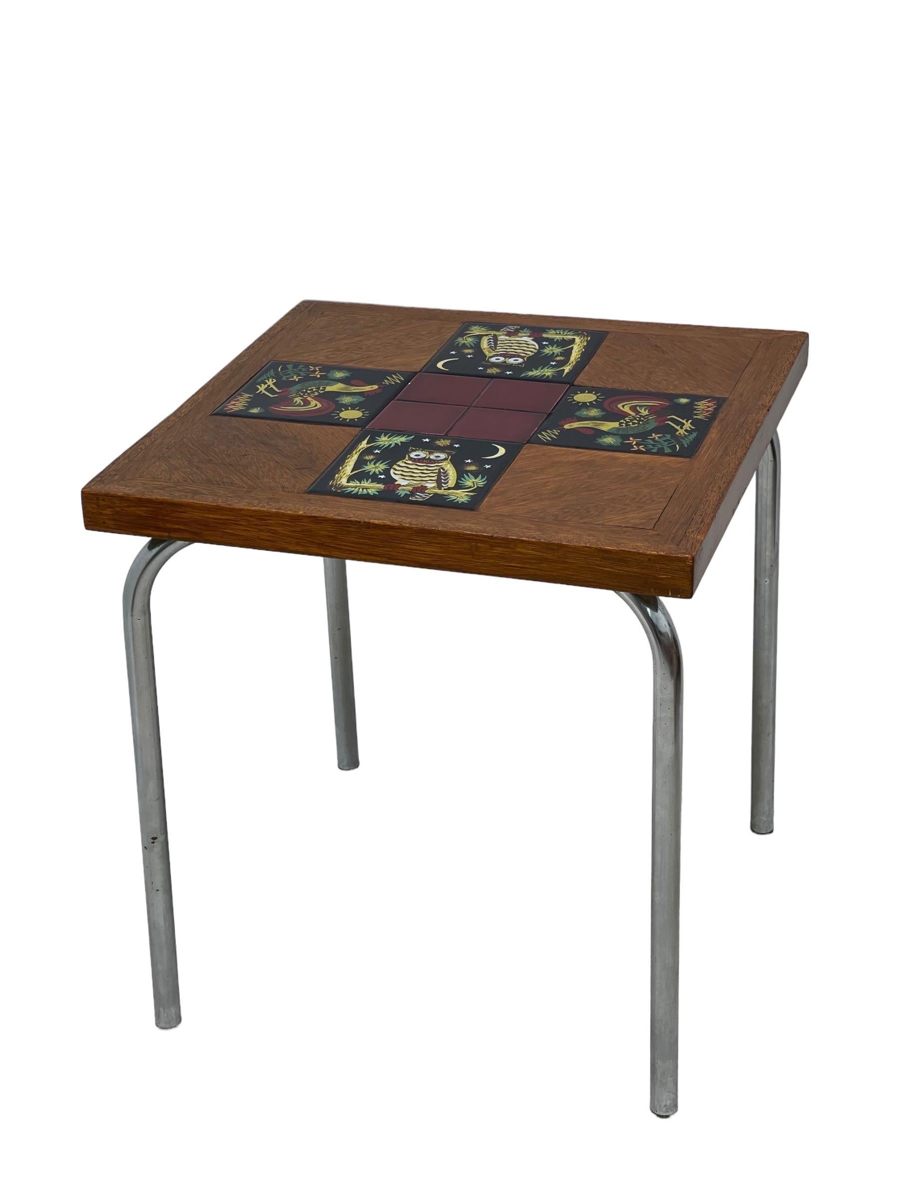 Mid-Century Modern Vintage Mid Century Tile Top End Table or Accent Stand
 For Sale