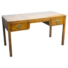 Vintage Mid Century Traditional Baker Furniture Ming Style Mixed Fruitwood Desk