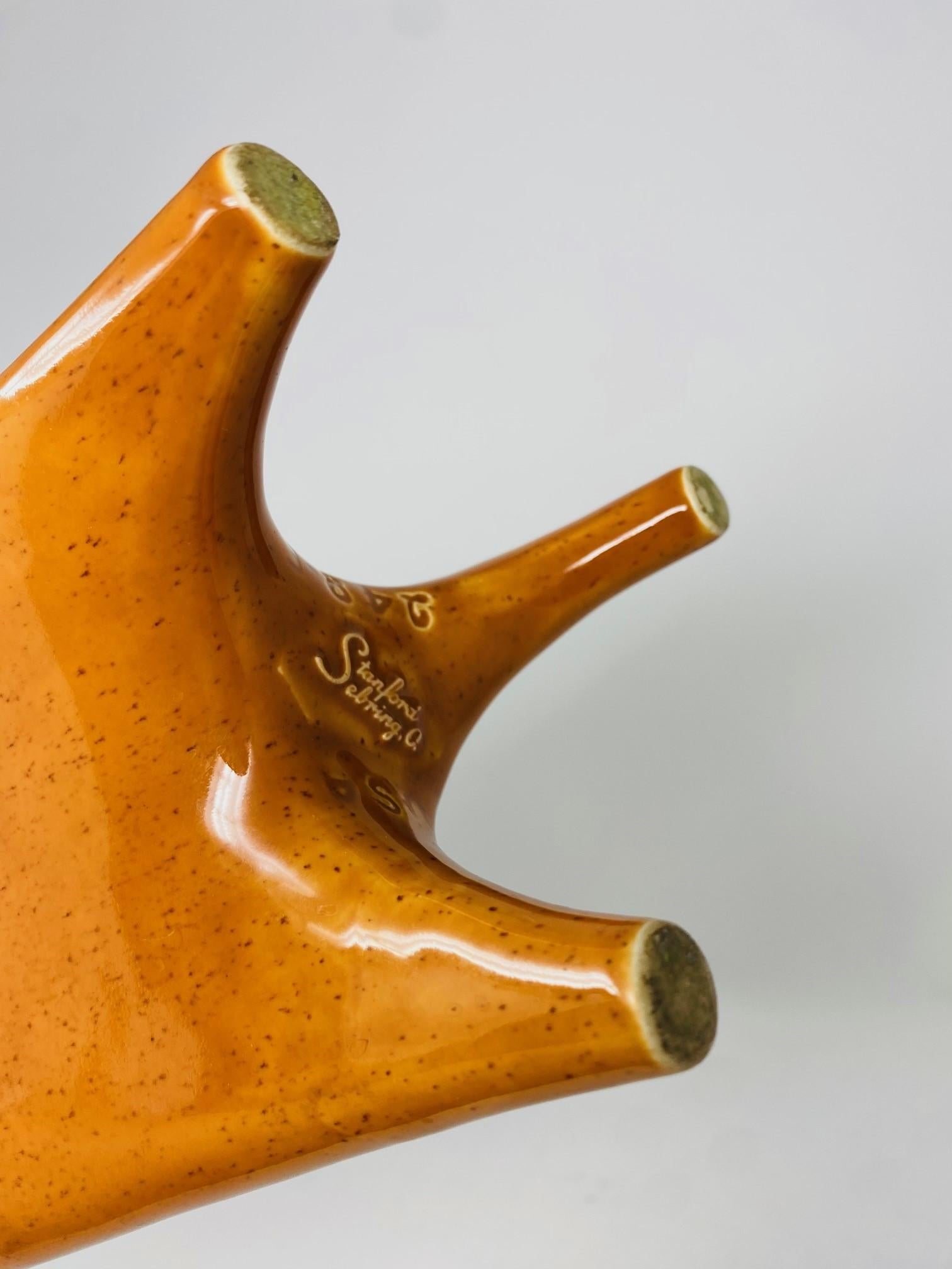 Vintage Mid-Century Triangular Tripod Ceramic Planter Vase by Stanford Sebring 1