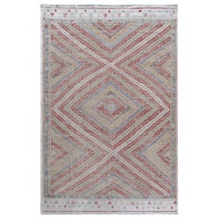 Vintage Midcentury Tribal Flat-Weave Rug