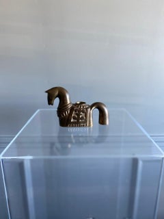 Vintage Midcentury Trojan Horse Brass Candleholder