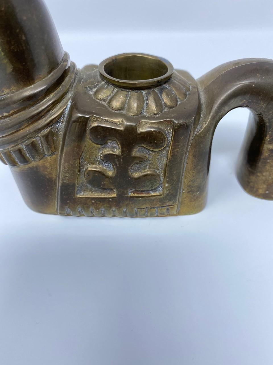 Vintage Midcentury Trojan Horse Brass Candleholder For Sale 2