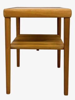 Vintage Mid Century Two-Tier End Table with Raised Edge Top and Lower Shelf.