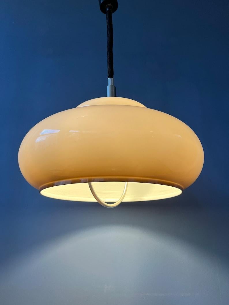 Vintage Mid Century UFO Mushroom Plexiglass Pendant Lamp, 1970s In Good Condition For Sale In ROTTERDAM, ZH