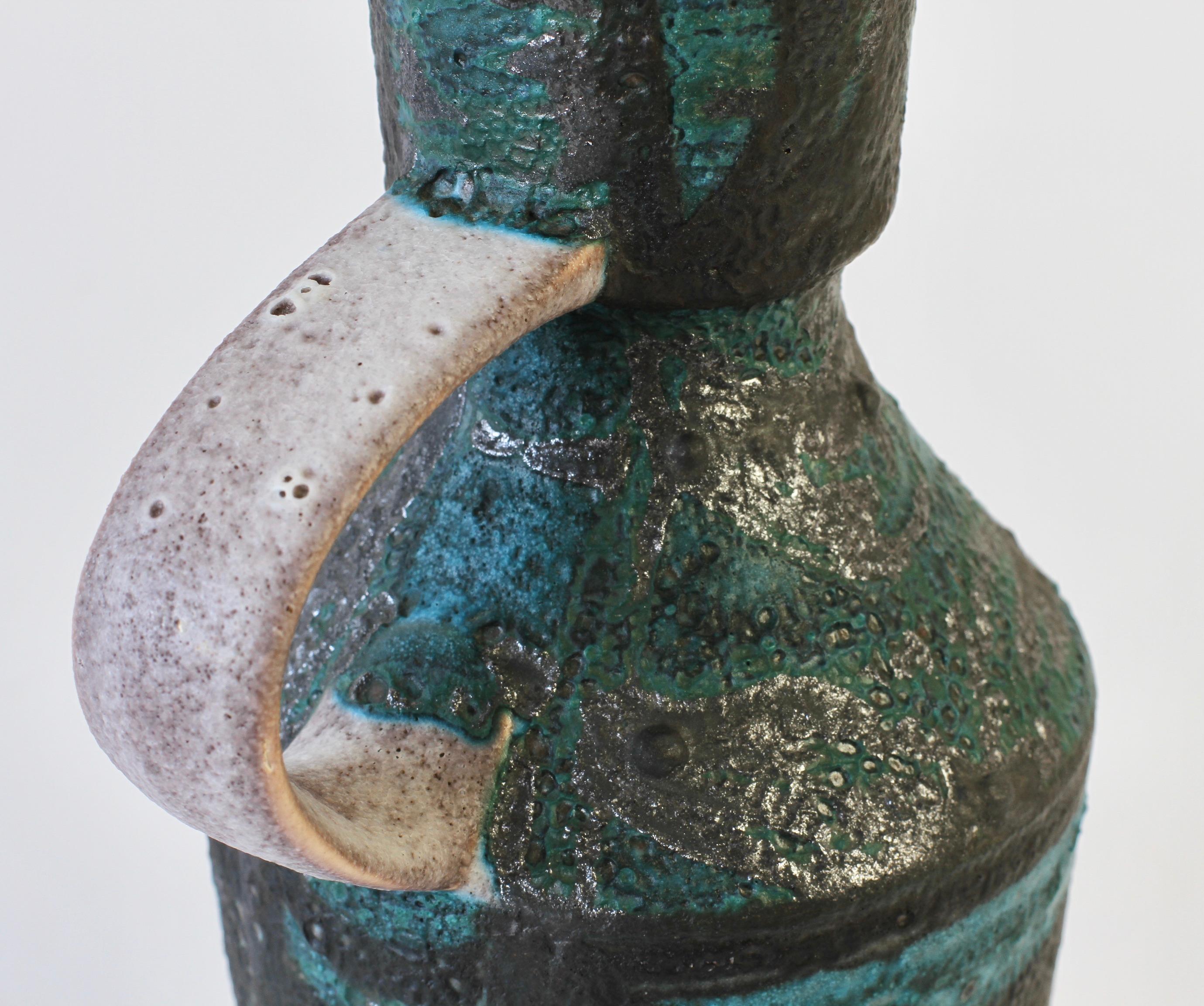 Vintage Vase aus der Mitte des Jahrhunderts mit grüner und schwarzer Lavaglasur Akzente im Angebot 7