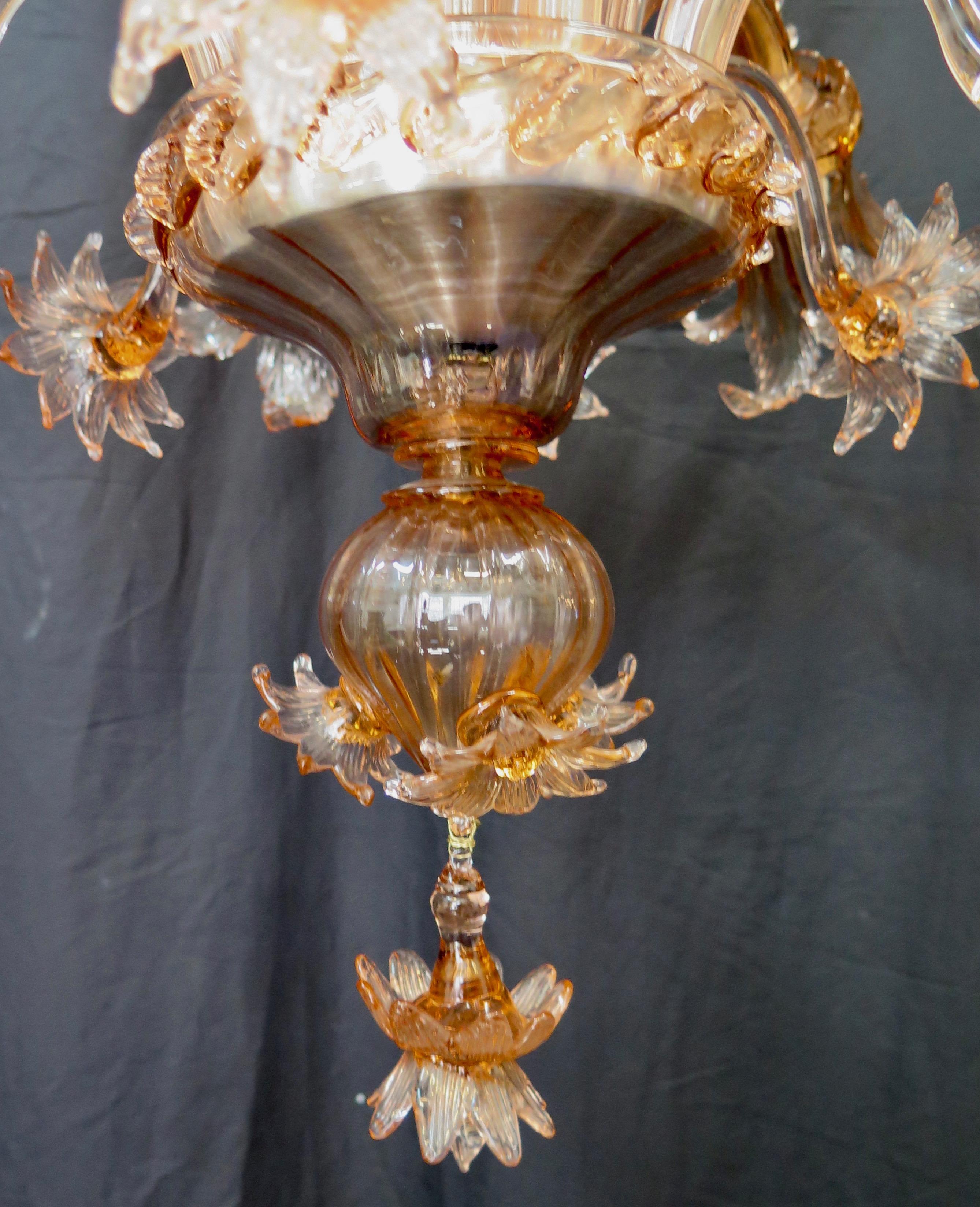 Hand-Crafted Vintage Midcentury Venetian or Murano Glass Chandelier