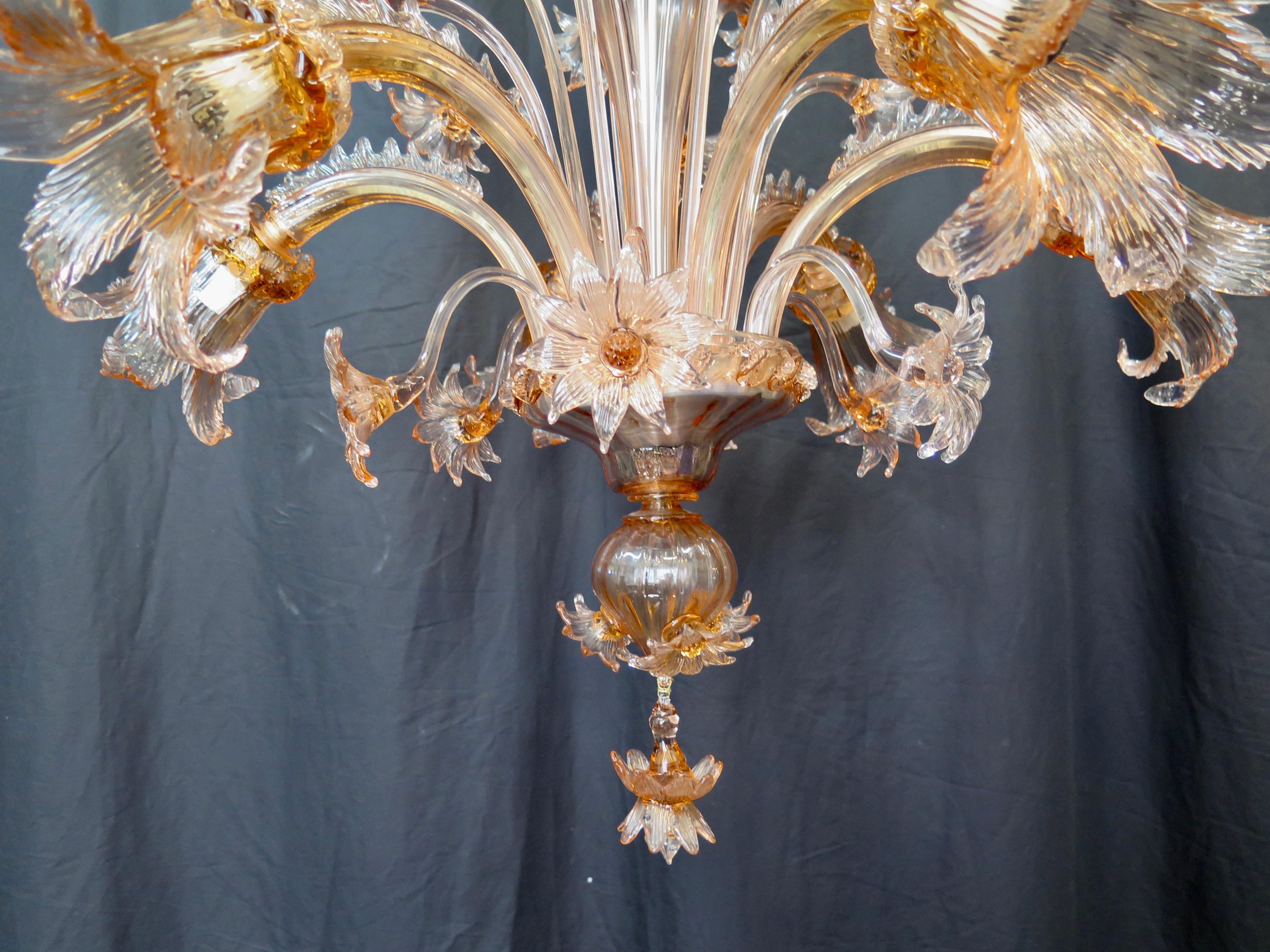 19th Century Vintage Midcentury Venetian or Murano Glass Chandelier
