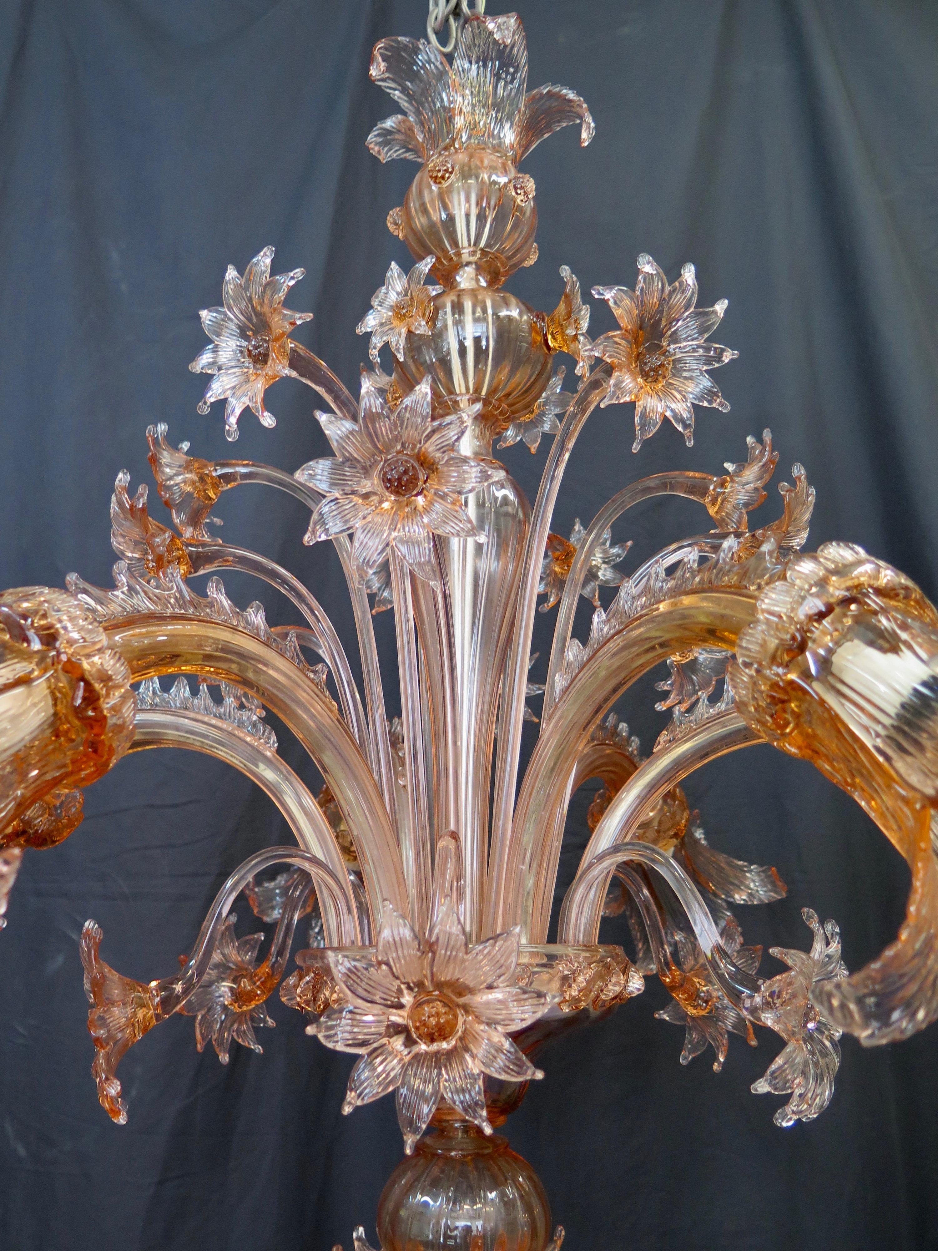 Vintage Midcentury Venetian or Murano Glass Chandelier 1