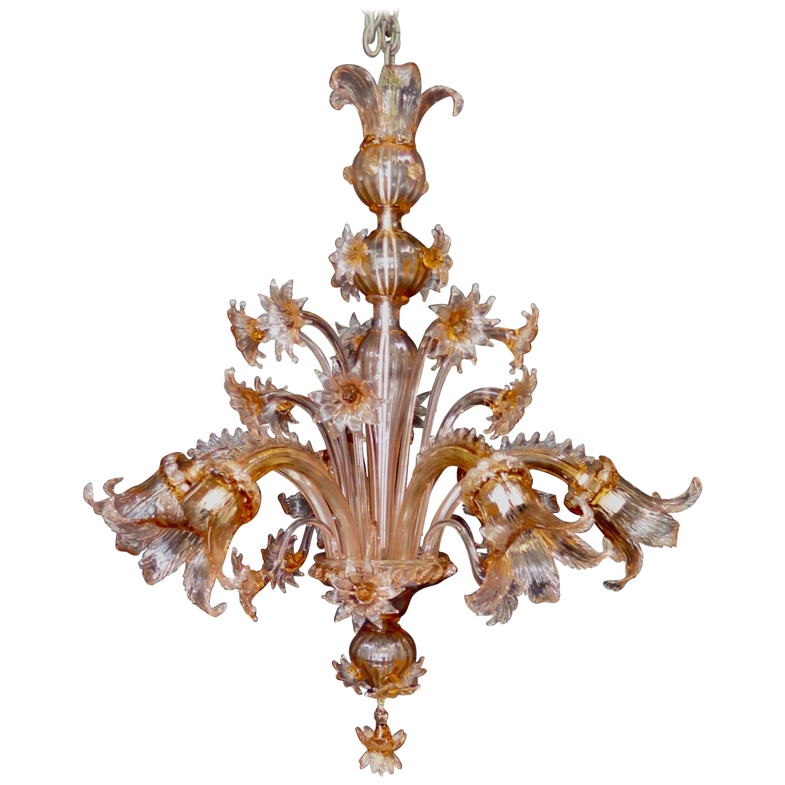 Vintage Midcentury Venetian or Murano Glass Chandelier