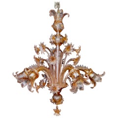 Antique Midcentury Venetian or Murano Glass Chandelier