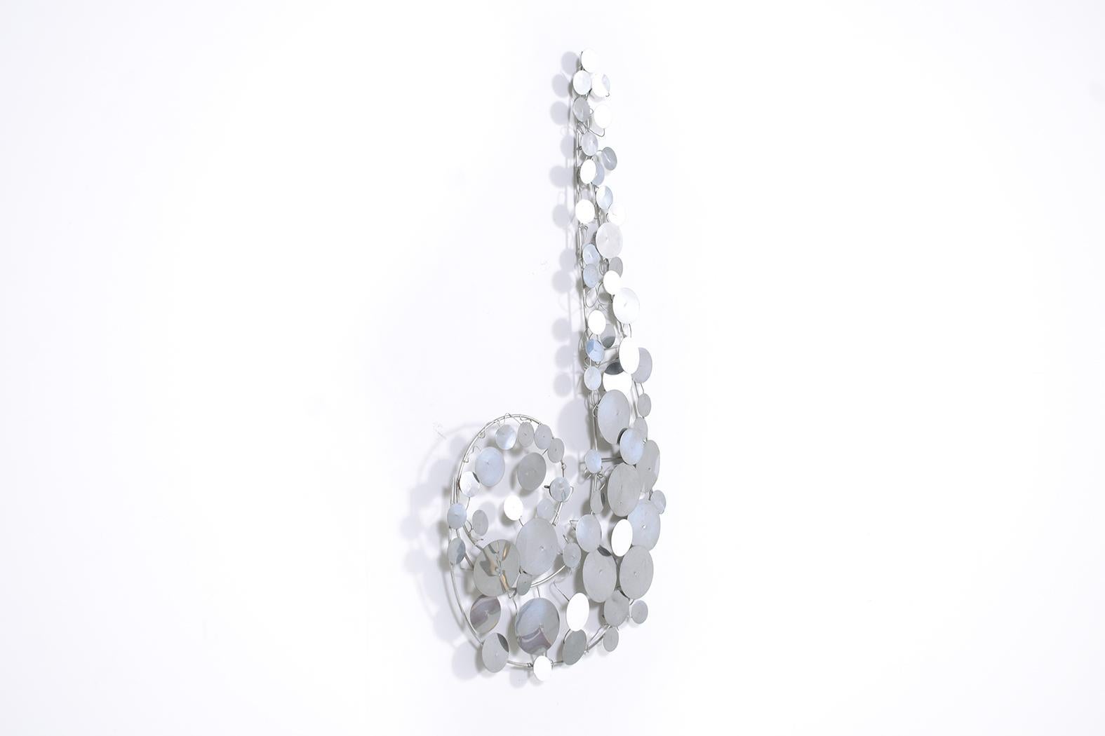 Plated Mid-Century Vintage Steel Sculpture: A Timeless Decorative Wall Art Piece For Sale