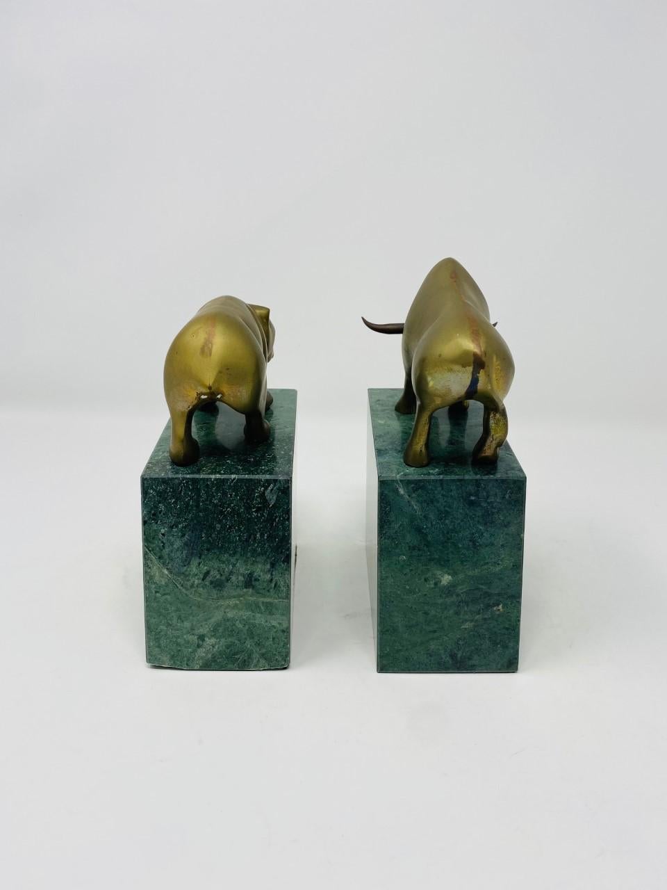 Vintage Mid-Century Wall Street Bear and Bull Bronze Bookends, 'Pair' 4