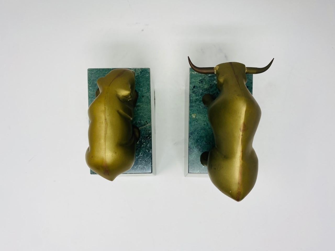 Vintage Mid-Century Wall Street Bear and Bull Bronze Bookends, 'Pair' 5